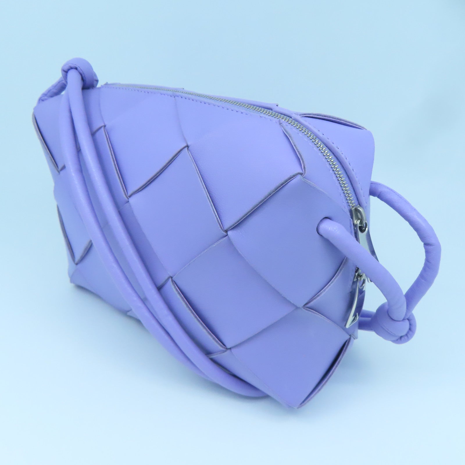 BOTTEGA VENETA 【激減優惠】織紋皮革Shoulder Bag銀扣肩背袋紫色