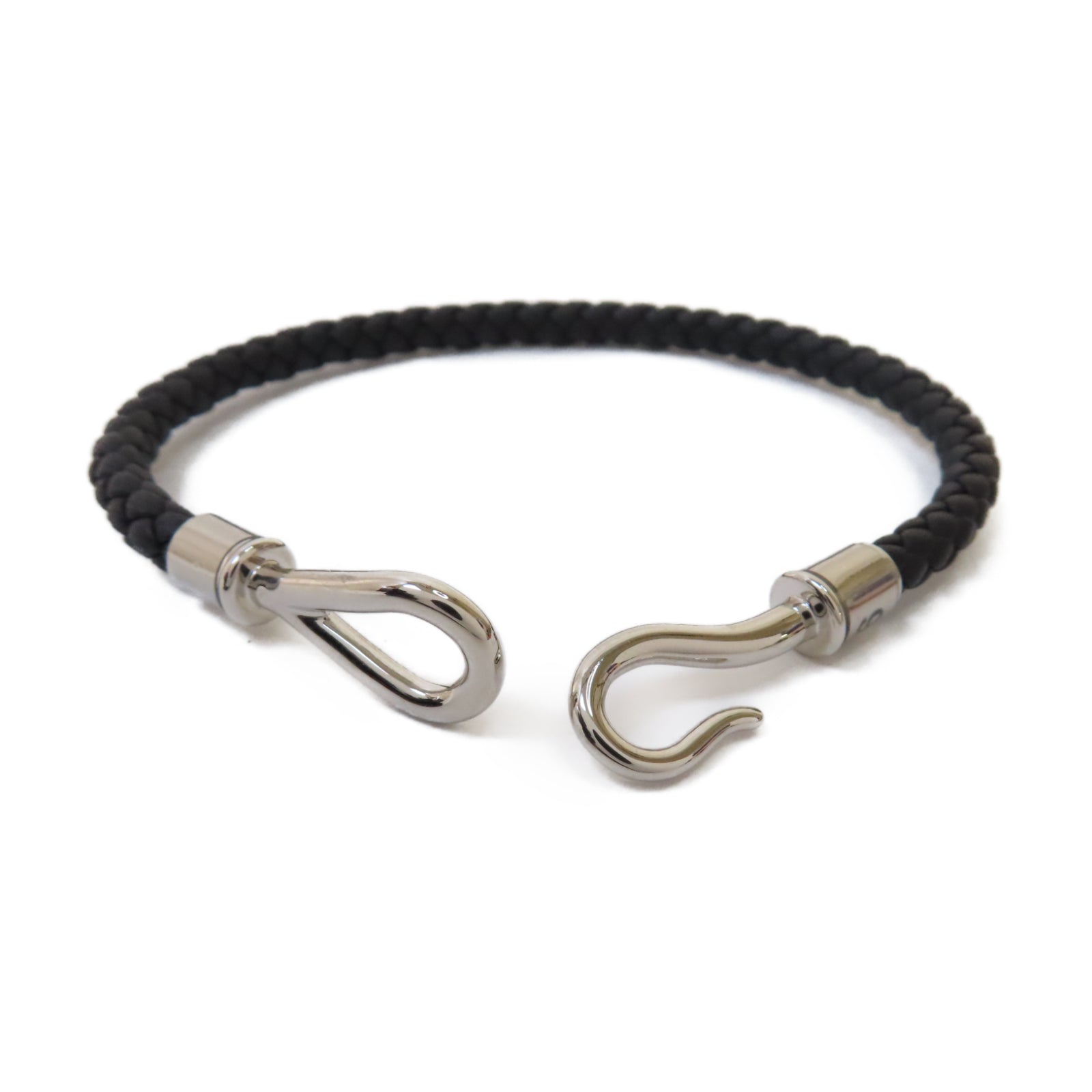 HERMES Swift皮革Jumbo H Bracelet銀扣手鏈Noir黑色