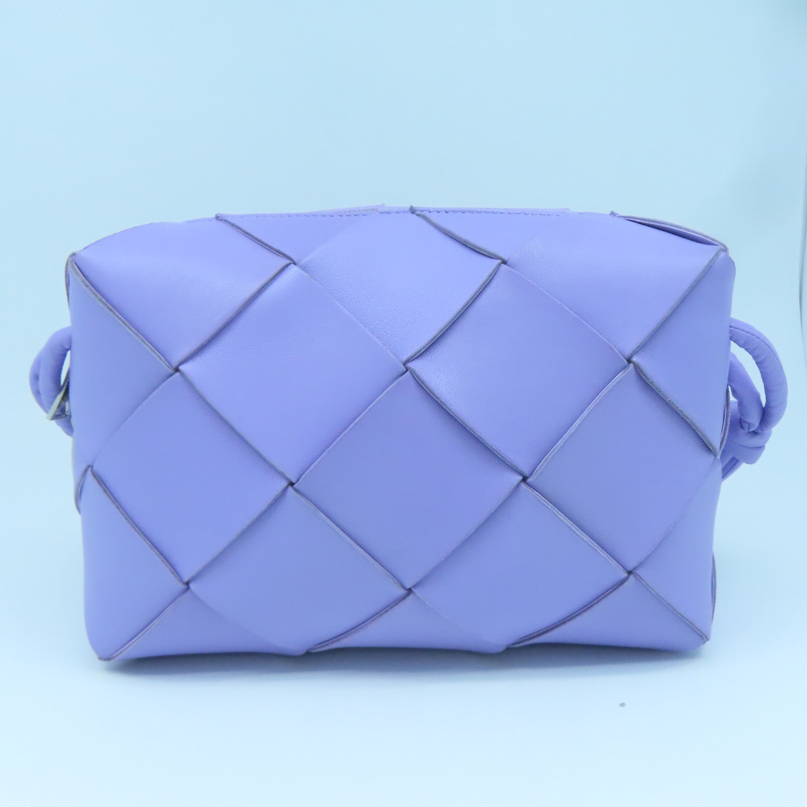 BOTTEGA VENETA 【激減優惠】織紋皮革Shoulder Bag銀扣肩背袋紫色