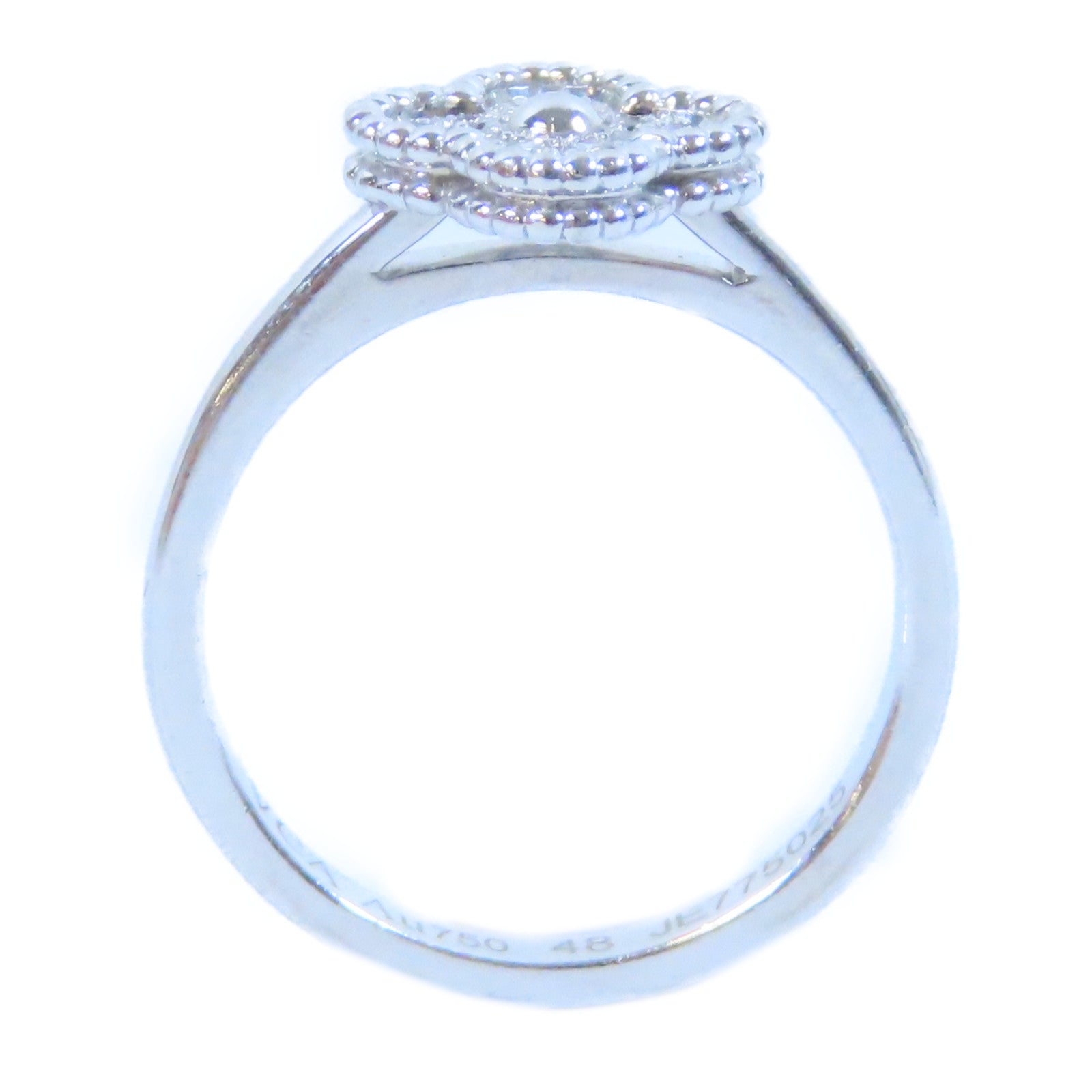 Van Cleef & Arpels 18K白金Sweet Alhambra Diamond Ring鑽石戒指US#4.25