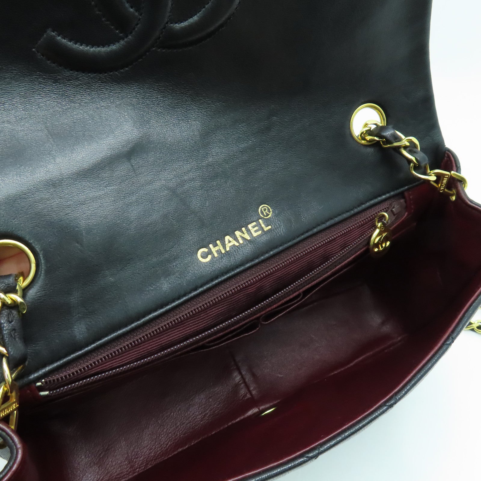 CHANEL 【激減優惠】菱格羊皮皮革Chain Shoulder Bag金扣黑色