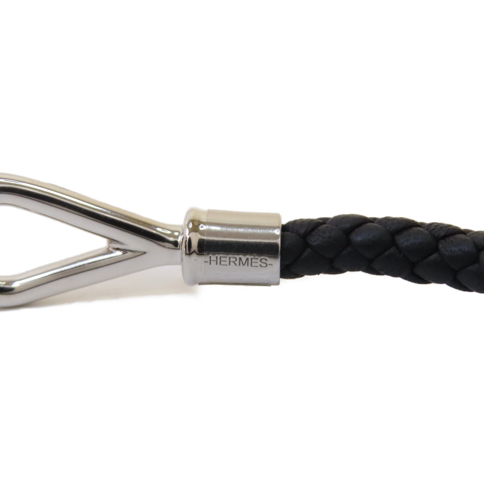 HERMES Swift皮革Jumbo H Bracelet銀扣手鏈Noir黑色