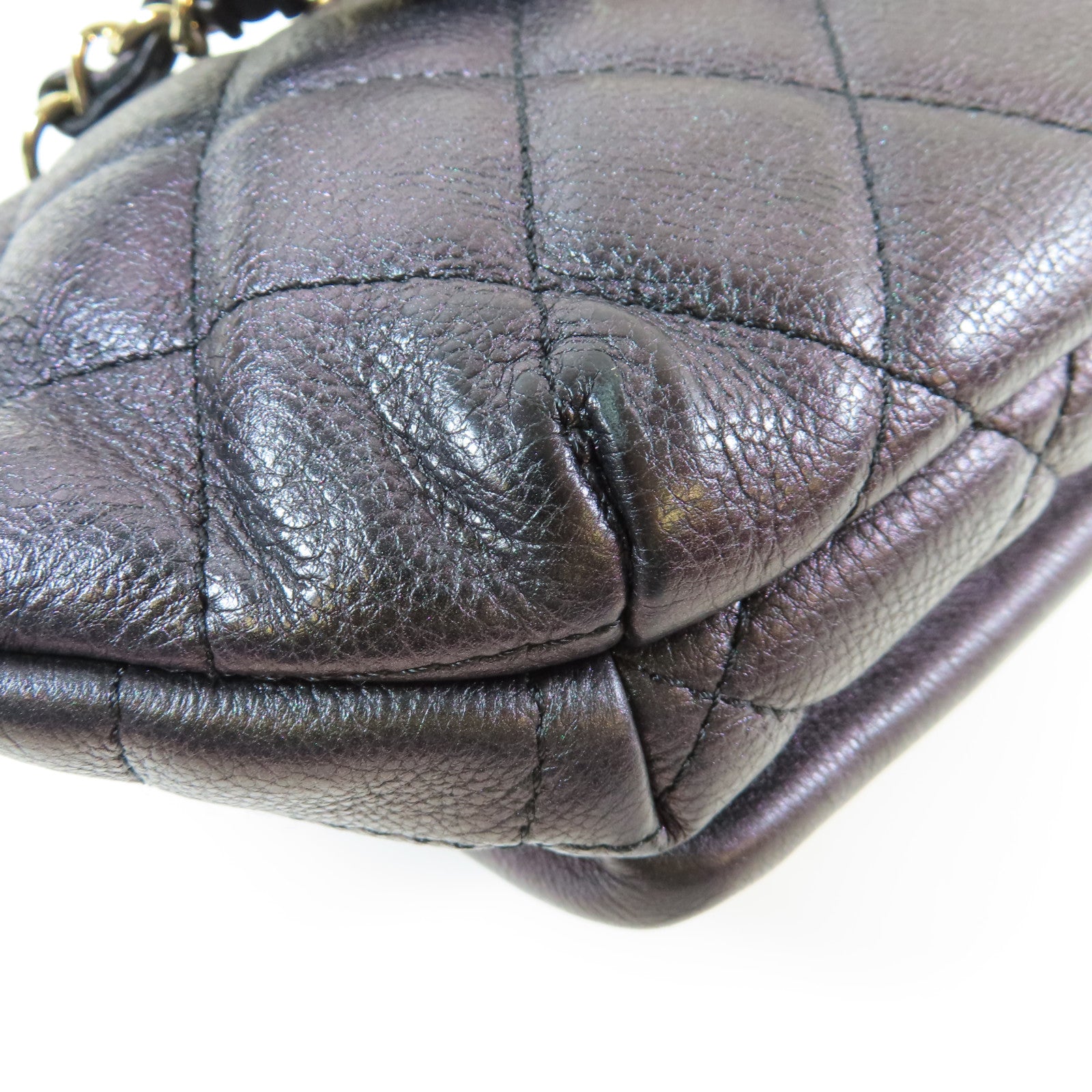 CHANEL 菱格牛皮皮革Waist Bag金扣腰包深紫色