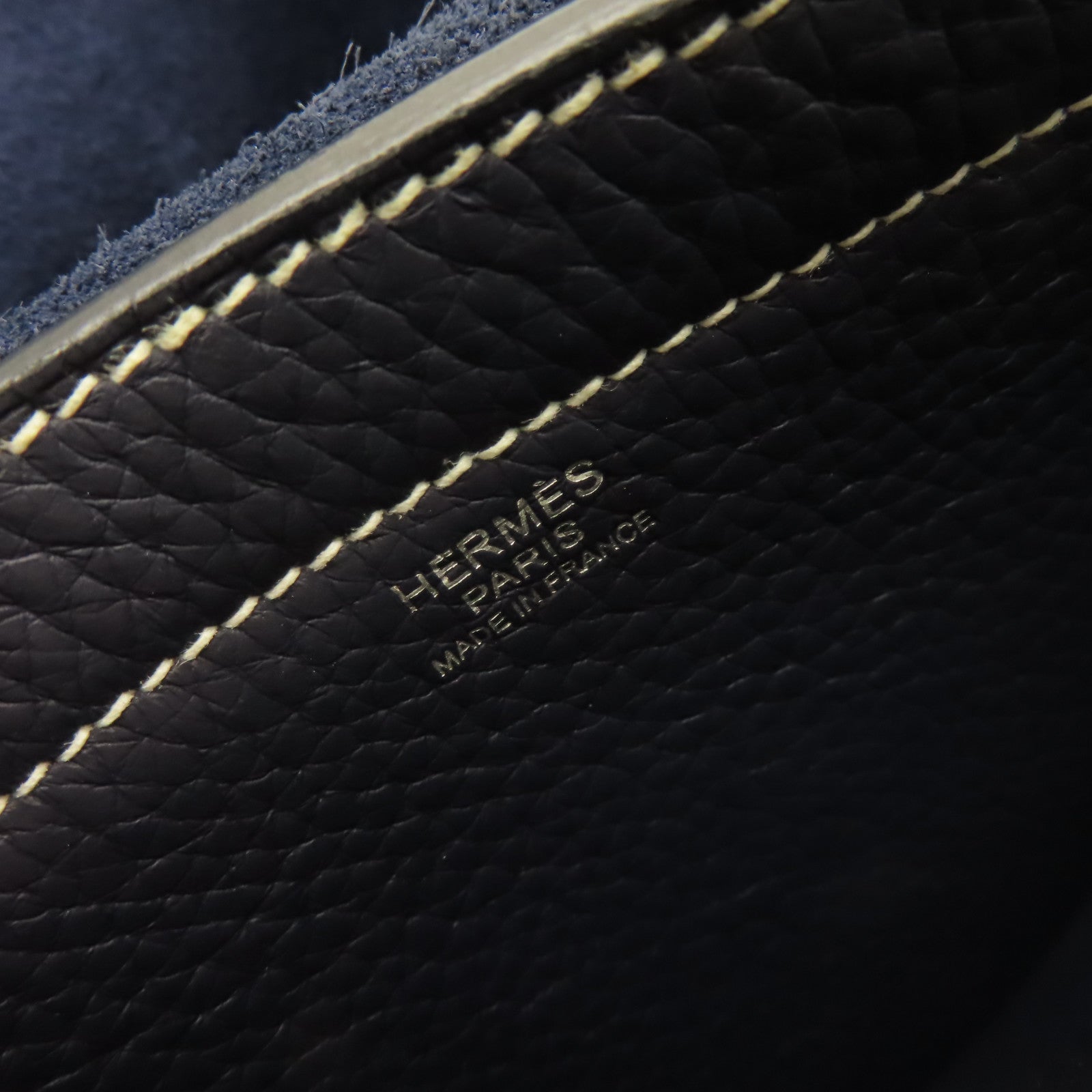 HERMES Clemence皮革Cabasellier 31 Shoulder Bag肩背袋Bleu Nuit午夜藍色