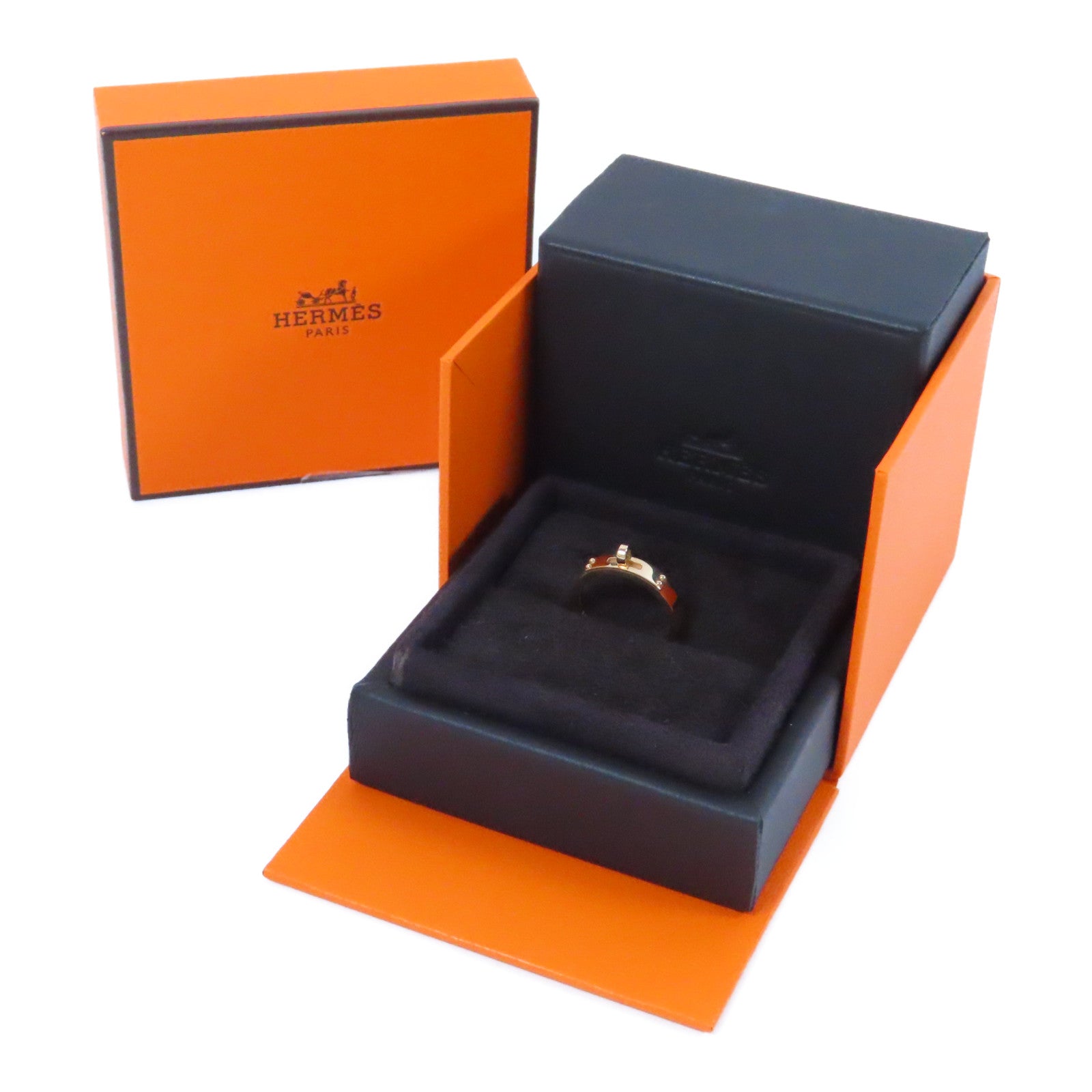 HERMES 18K玫瑰金Kelly Small Model Ring戒指US#5