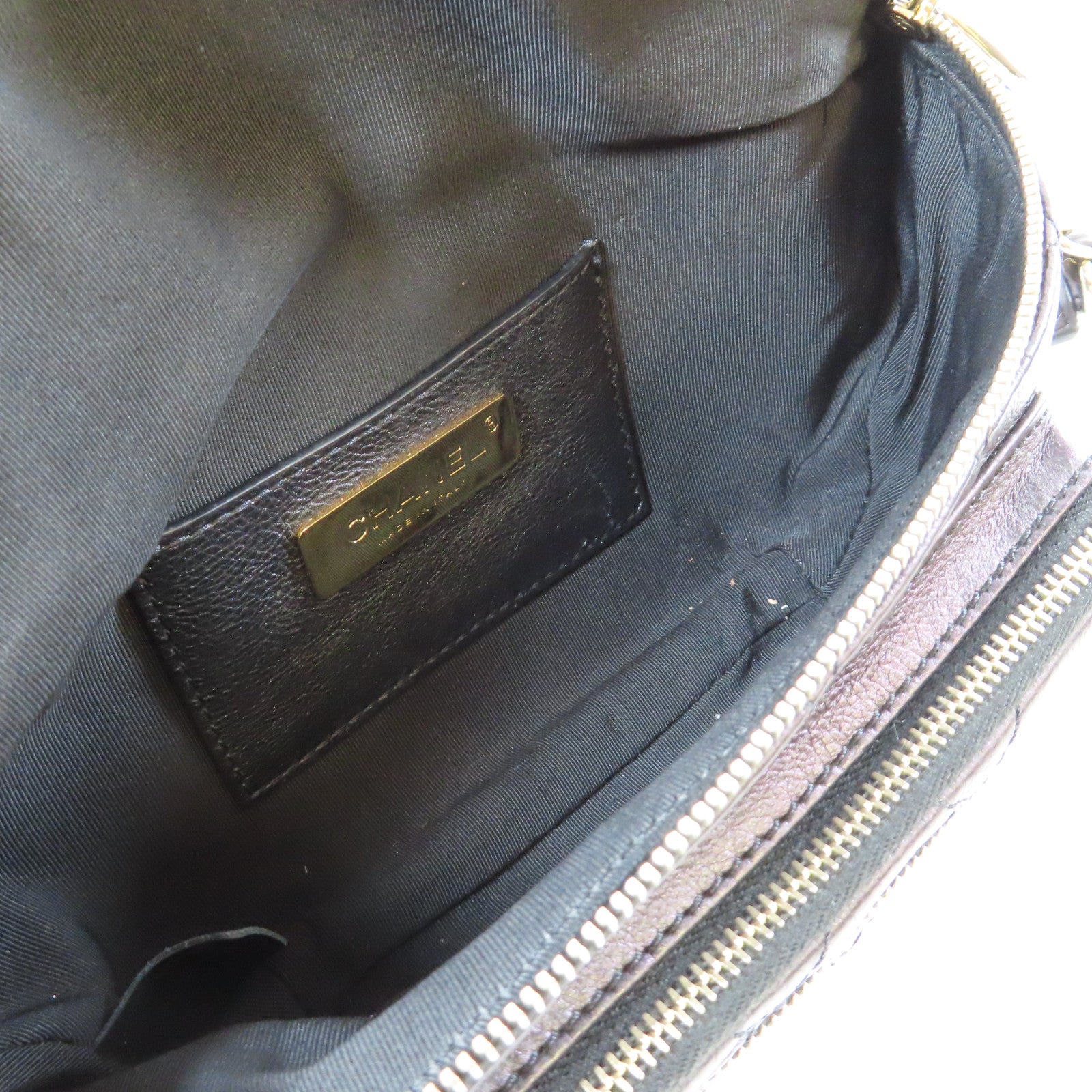 CHANEL 菱格牛皮皮革Waist Bag金扣腰包深紫色
