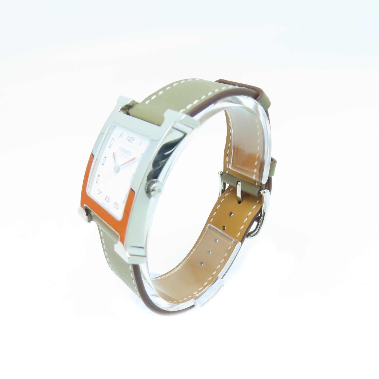 HERMES H Watch 30MM18K Platinum Quartz Movement Elephant Gray