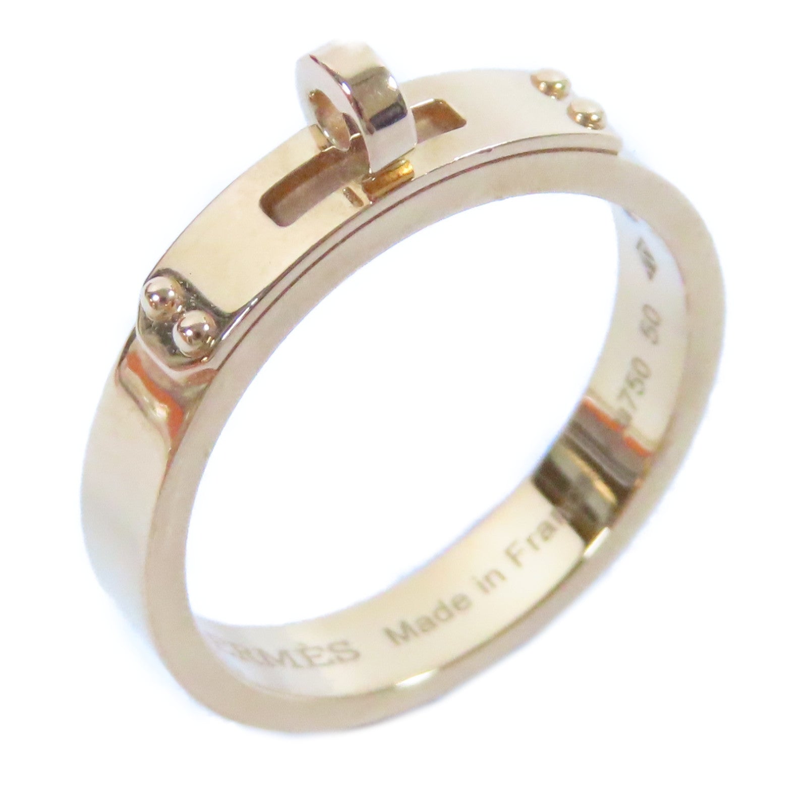 HERMES 18K玫瑰金Kelly Small Model Ring戒指US#5