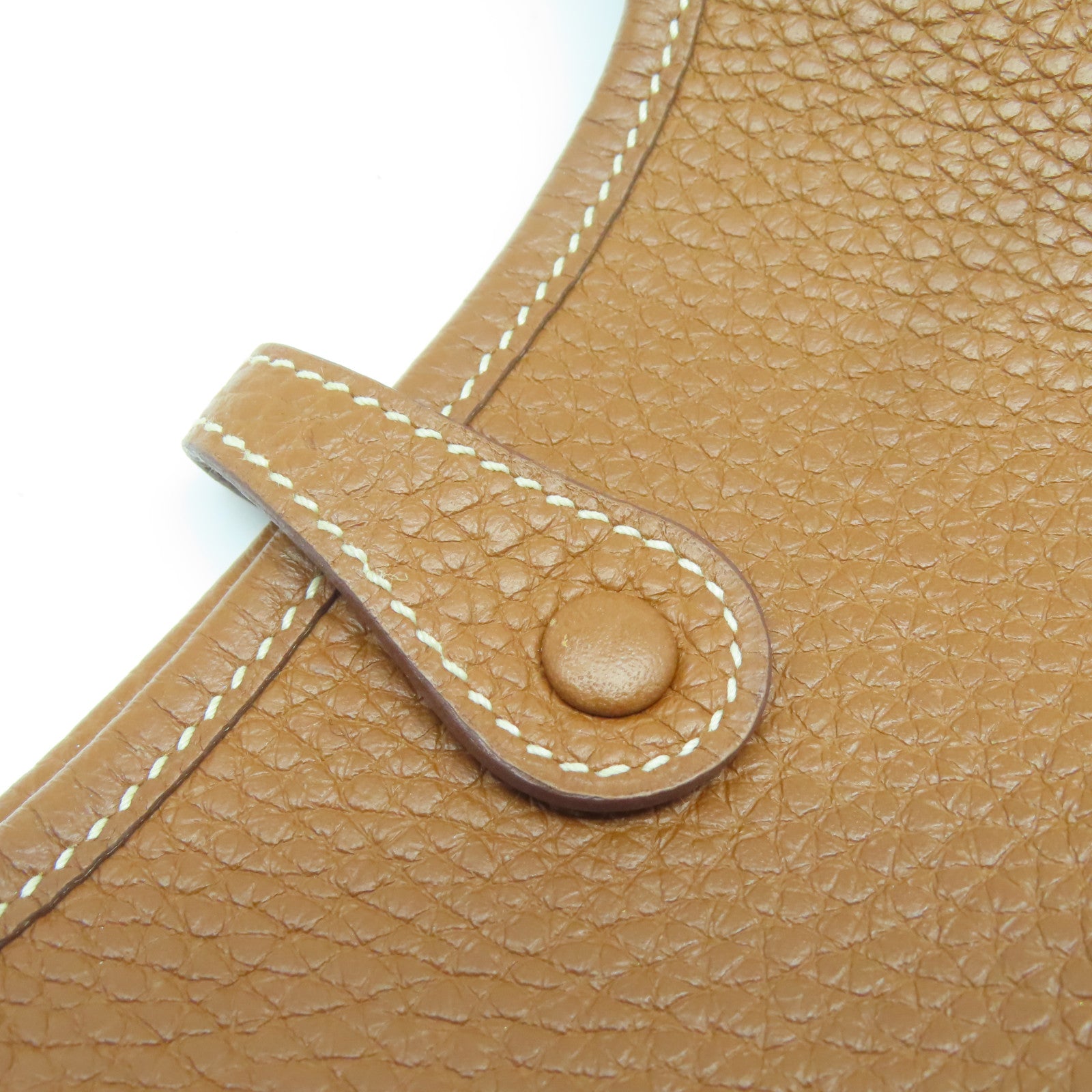 HERMES Clemence皮革Evelyne TPM金扣肩背袋Gold經典駝色