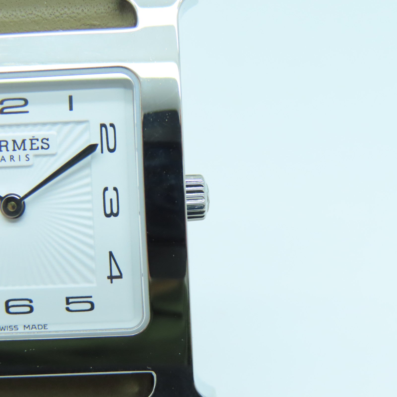 HERMES H Watch 30MM18K Platinum Quartz Movement Elephant Gray