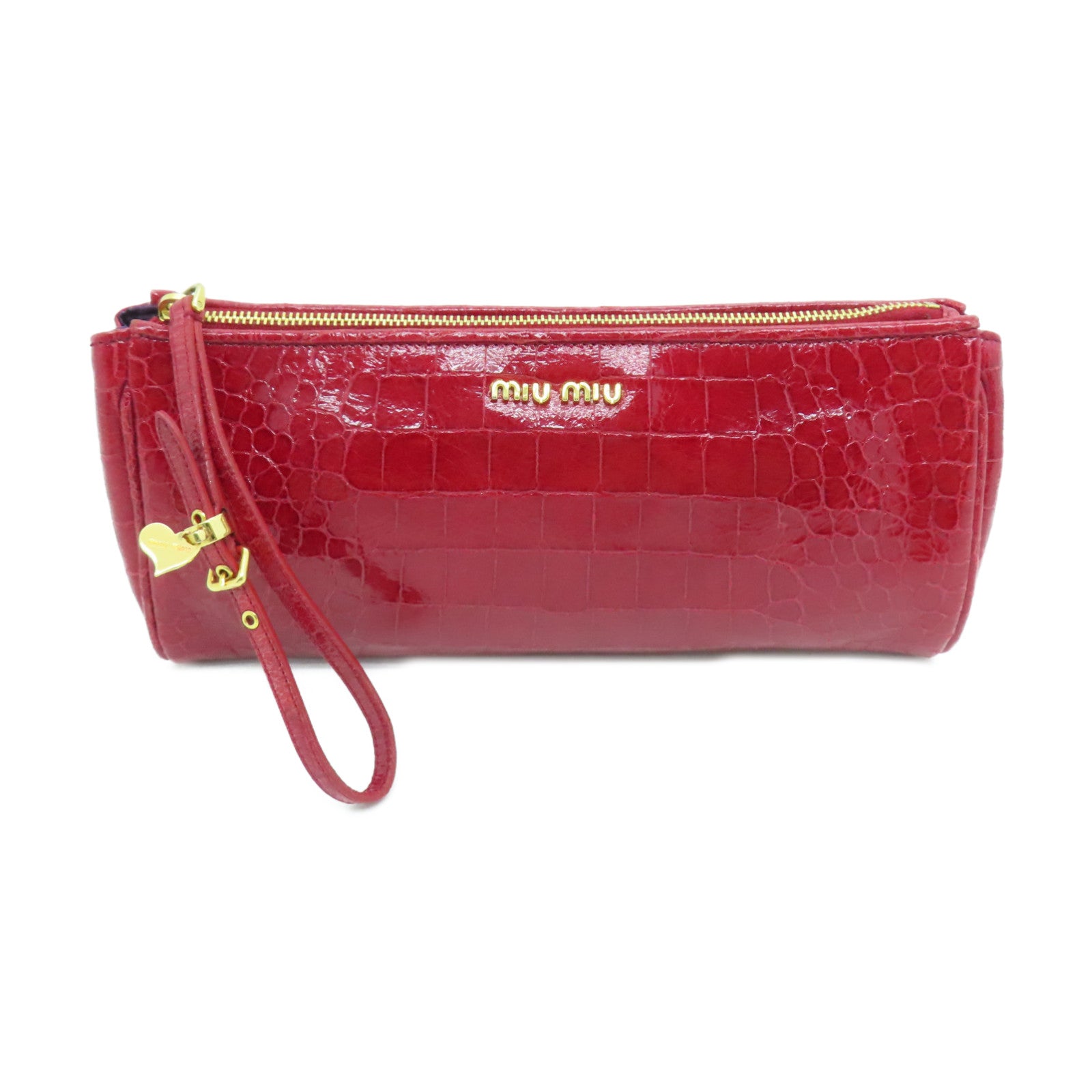 Miu Miu 皮革Pouch金扣手拿包紅色