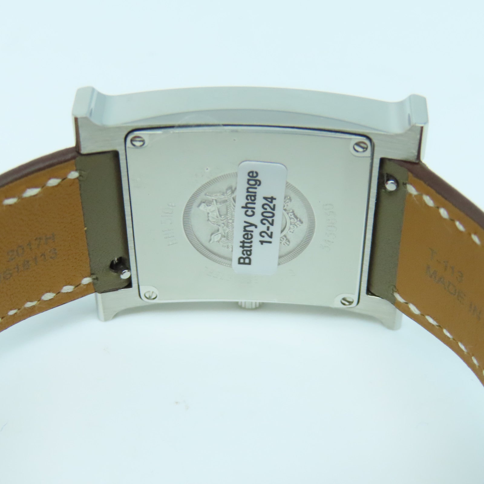HERMES H Watch 30MM18K Platinum Quartz Movement Elephant Gray