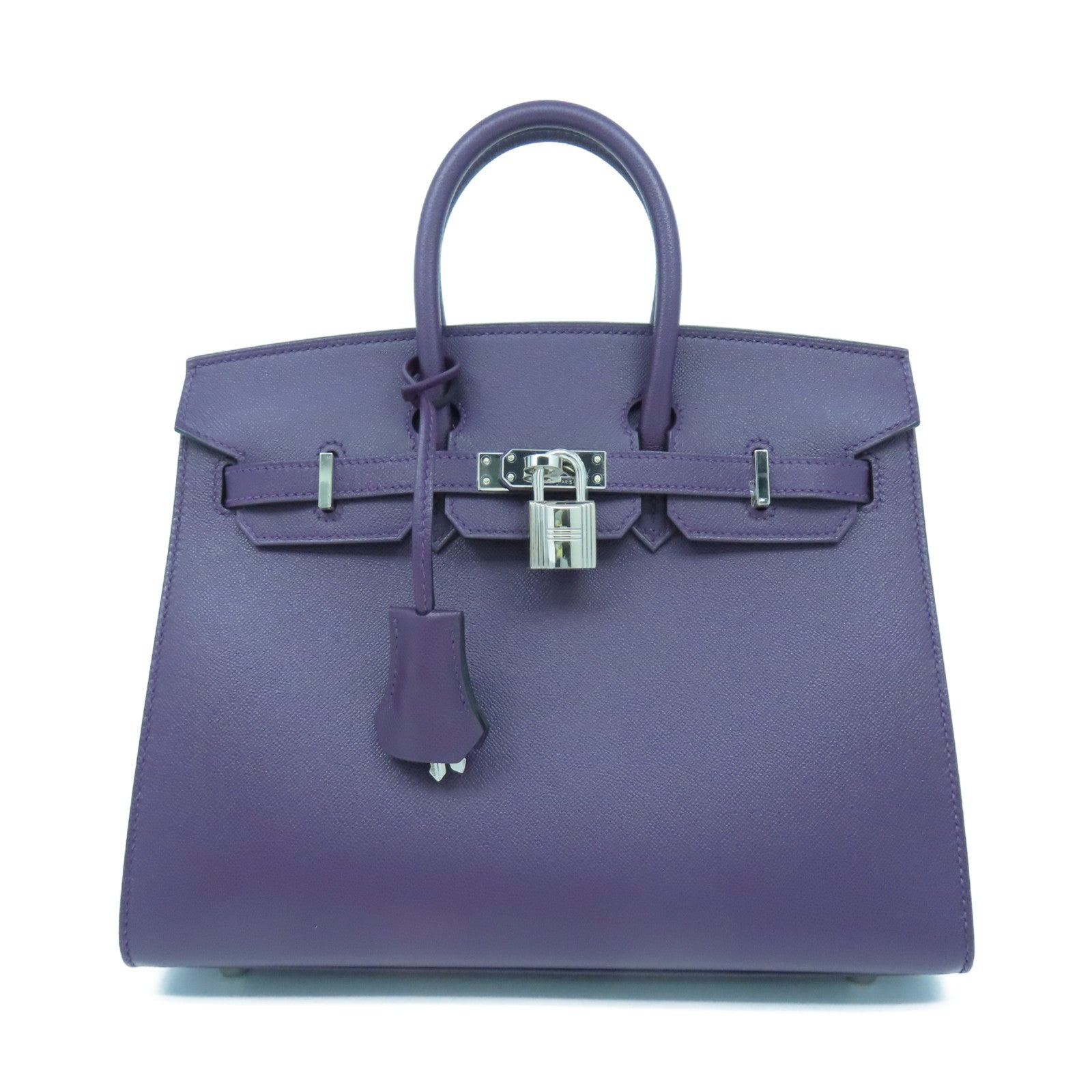 HERMES Madame皮革Birkin 25銀扣手挽袋暗紫色