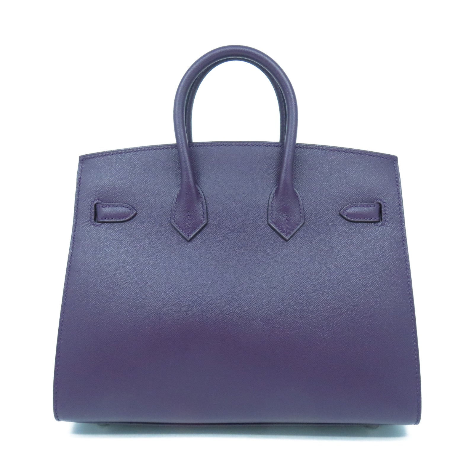 HERMES Madame皮革Birkin 25銀扣手挽袋暗紫色