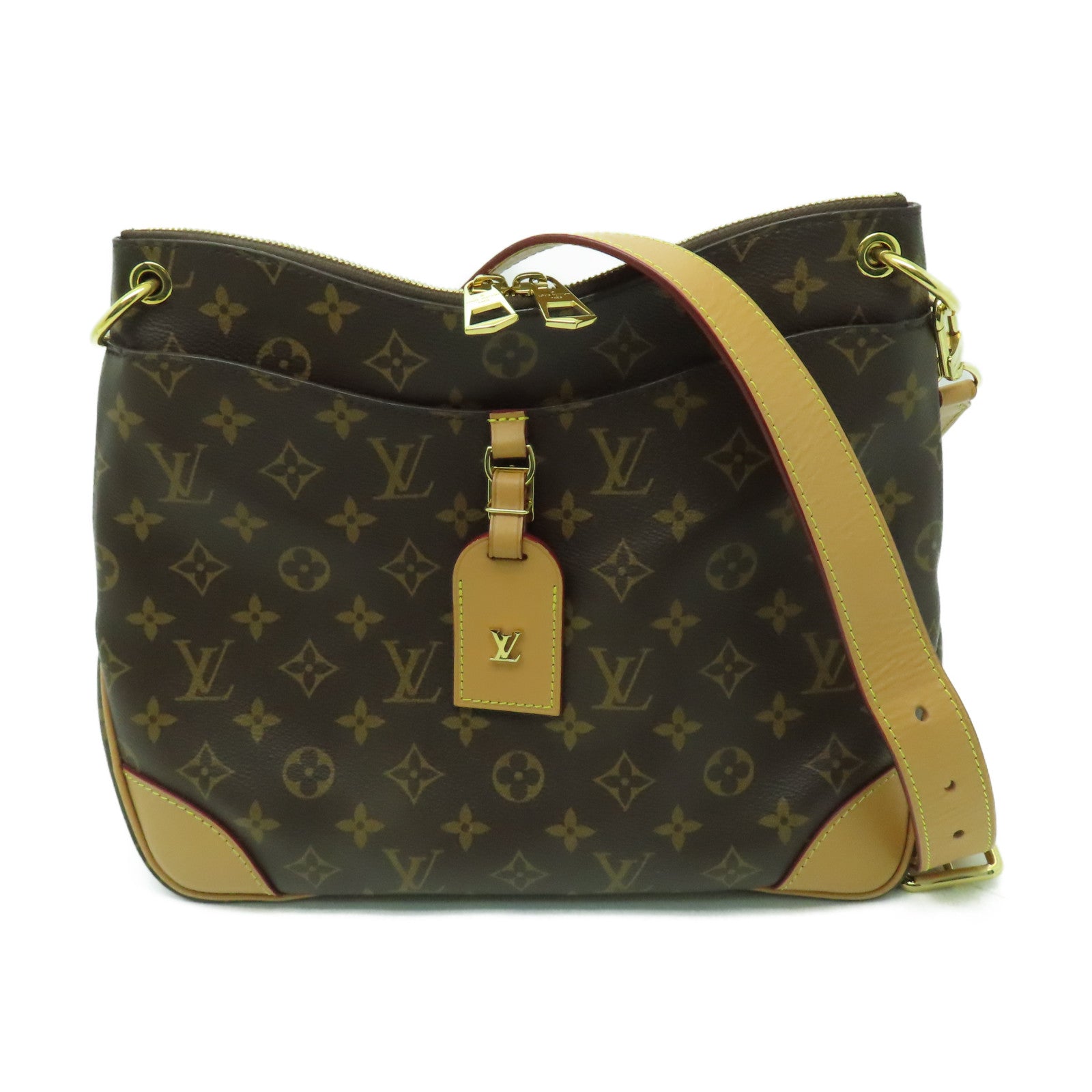 LOUIS VUITTON Monogram Odeon MM金扣肩背袋啡色