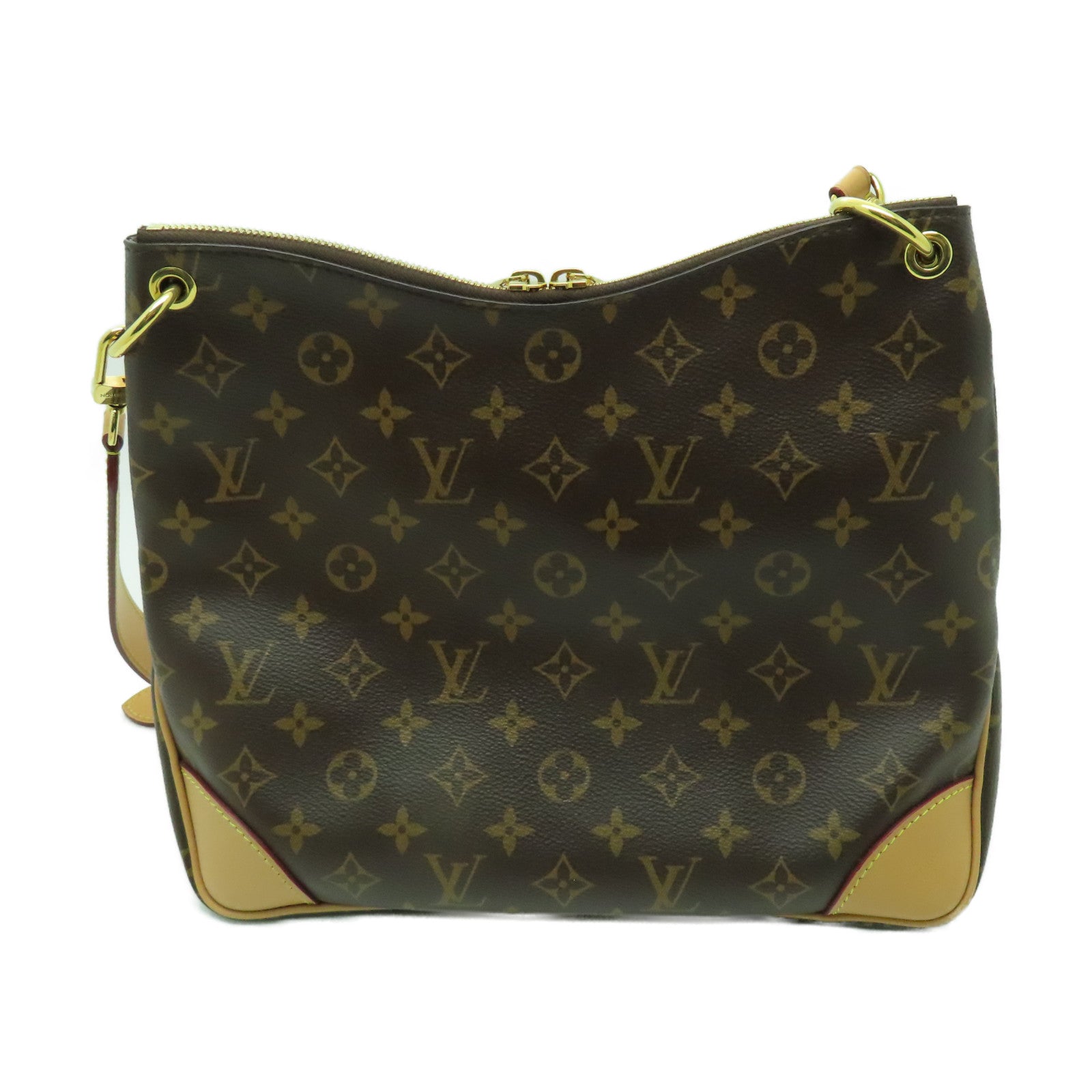 LOUIS VUITTON Monogram Odeon MM金扣肩背袋啡色