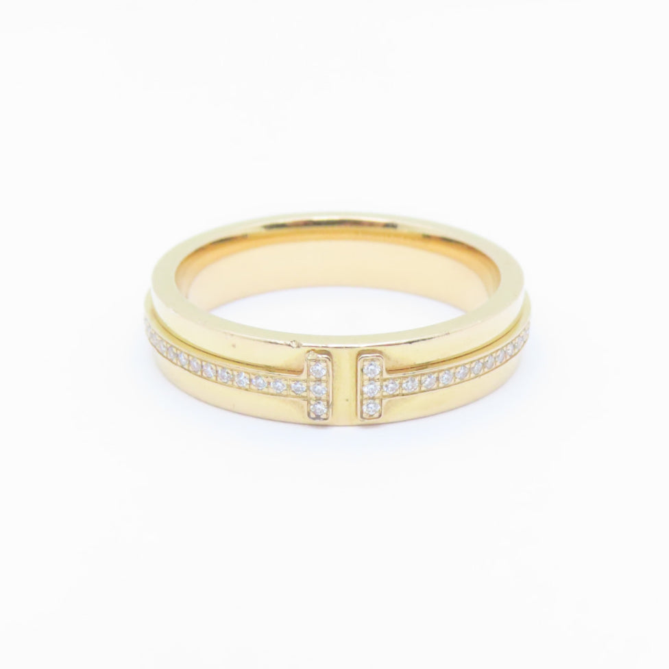 TIFFANY＆CO 【激減優惠】18K玫瑰金Diamond T  Ring戒指US#7 Tiffany#14