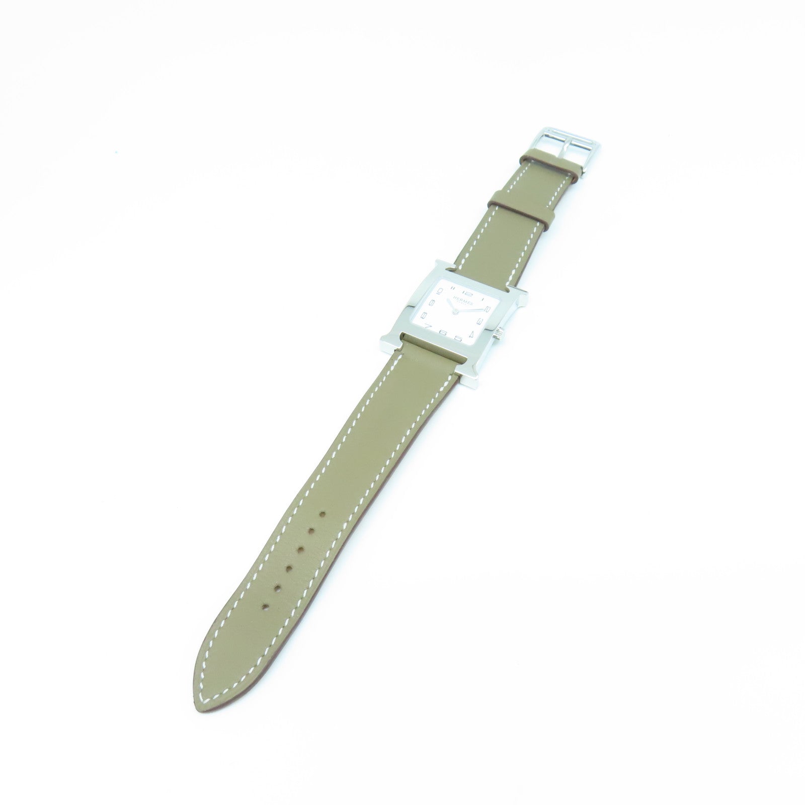 HERMES H Watch 30MM18K Platinum Quartz Movement Elephant Gray