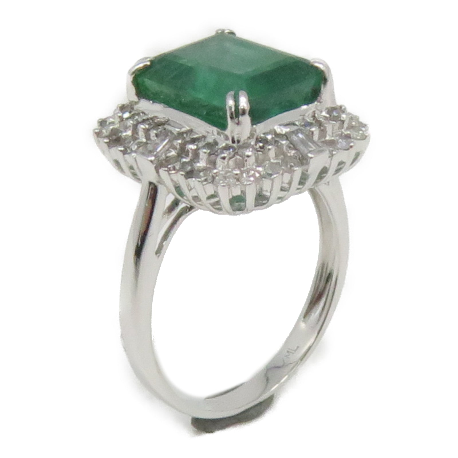 JEWELRY 【激減優惠】18K白金Emerald Ring 3.00ct綠寶石/0.39ct鑽石戒指US#3.5