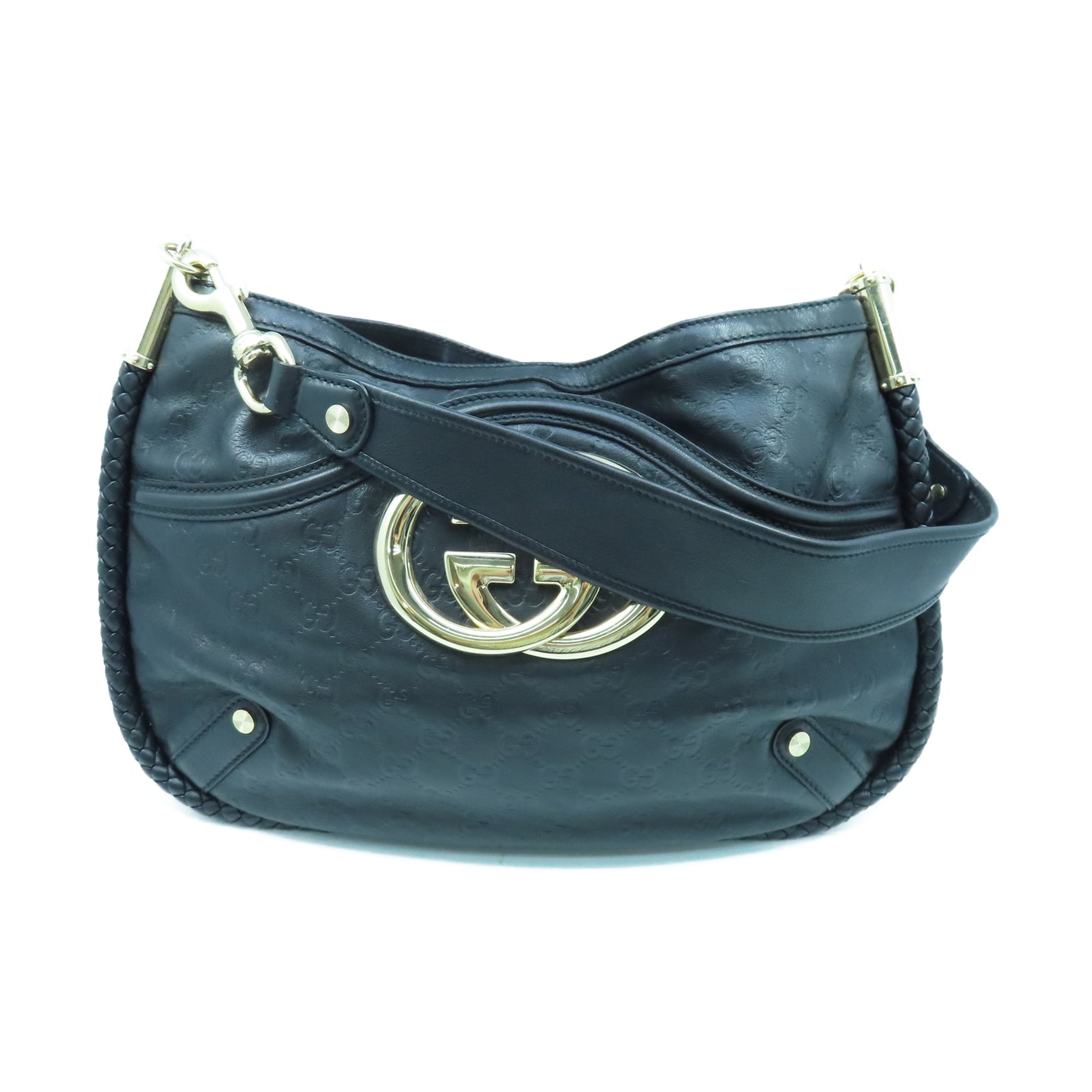 GUCCI 牛皮皮革Shoulder Bag金扣肩背袋黑色