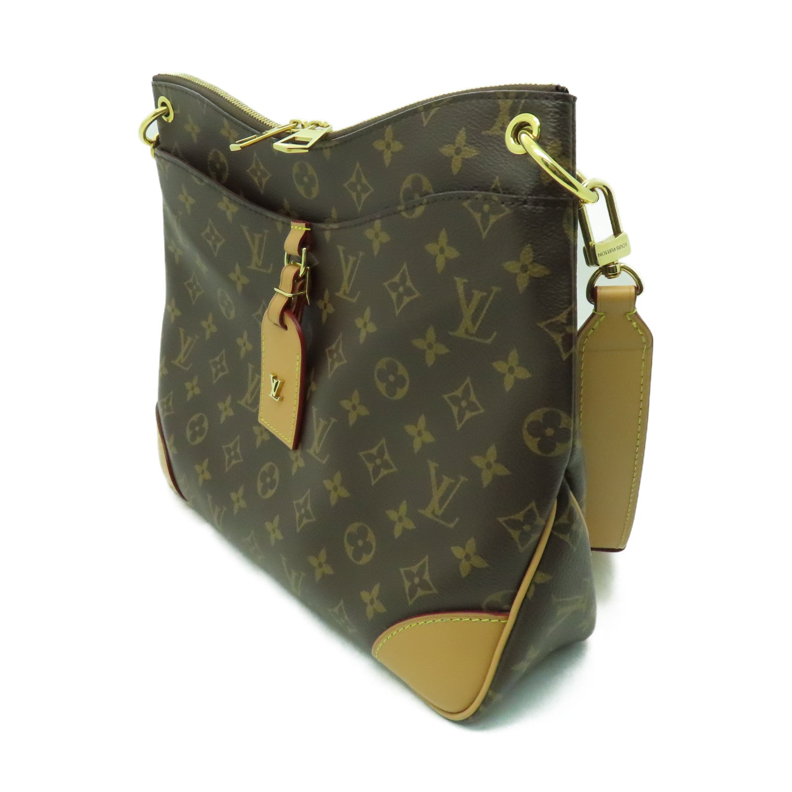 LOUIS VUITTON Monogram Odeon MM金扣肩背袋啡色