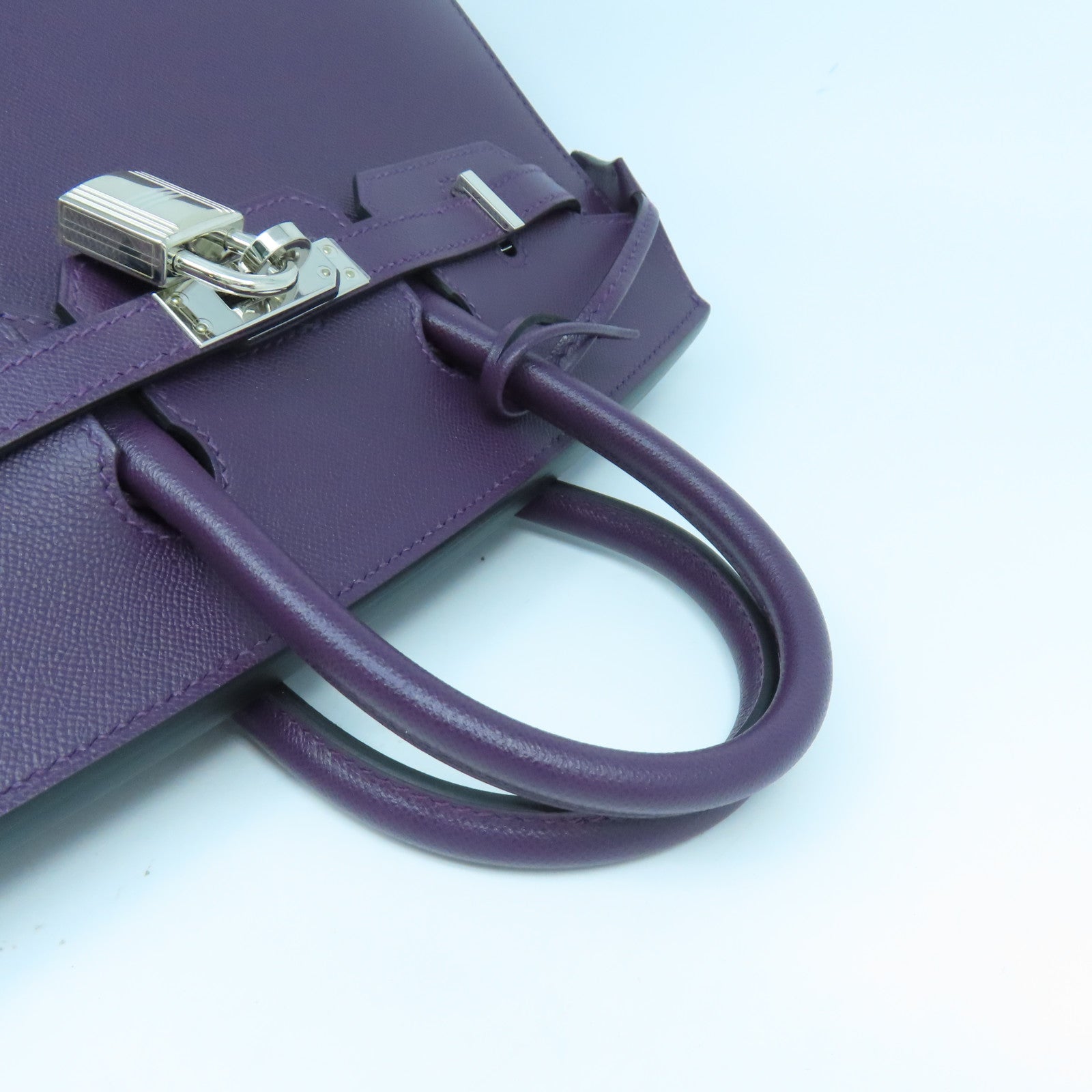 HERMES Madame皮革Birkin 25銀扣手挽袋暗紫色