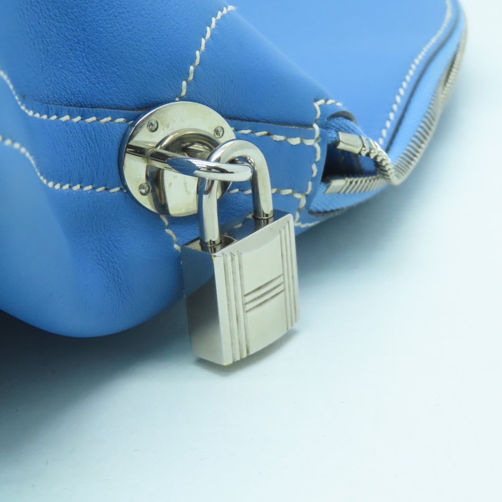 HERMES Swift皮革Bolide Relax银扣手挽袋蓝色