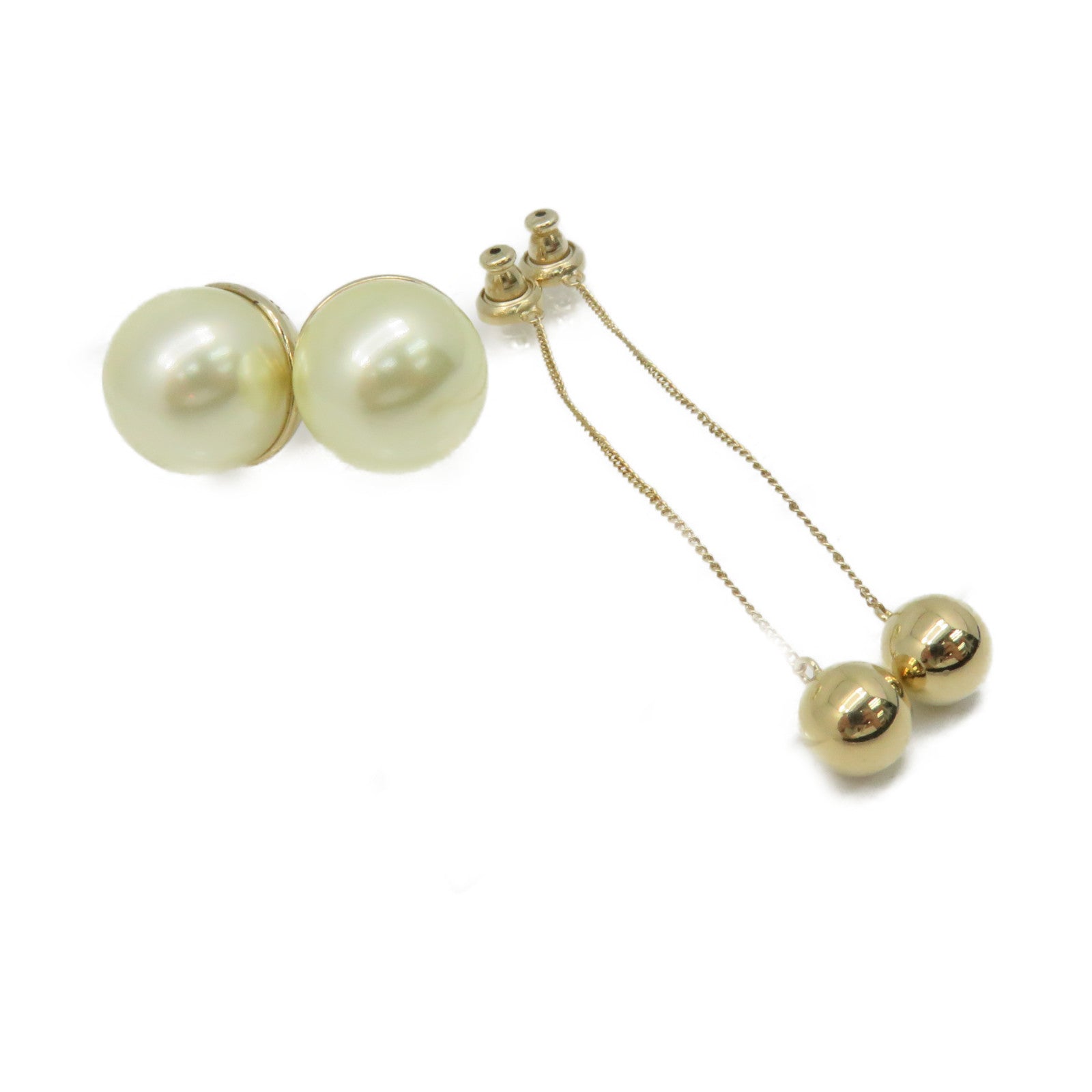 Dior Metal/Imitation Pearl Earrings Pearl/Gold