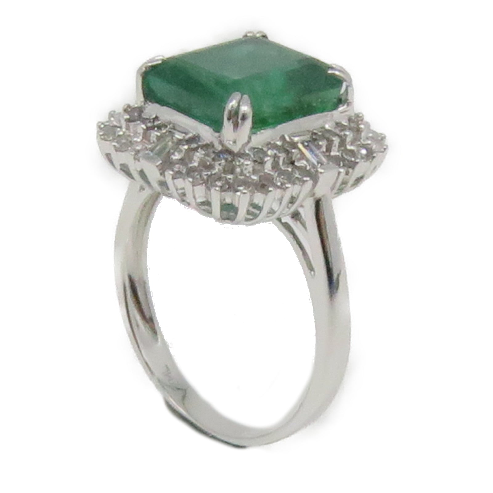 JEWELRY 【激減優惠】18K白金Emerald Ring 3.00ct綠寶石/0.39ct鑽石戒指US#3.5