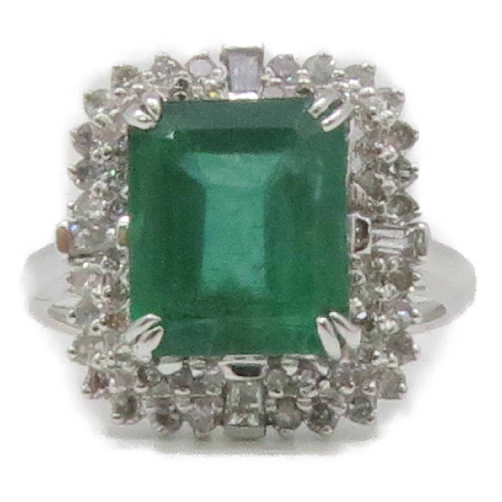 JEWELRY 【激減優惠】18K白金Emerald Ring 3.00ct綠寶石/0.39ct鑽石戒指US#3.5