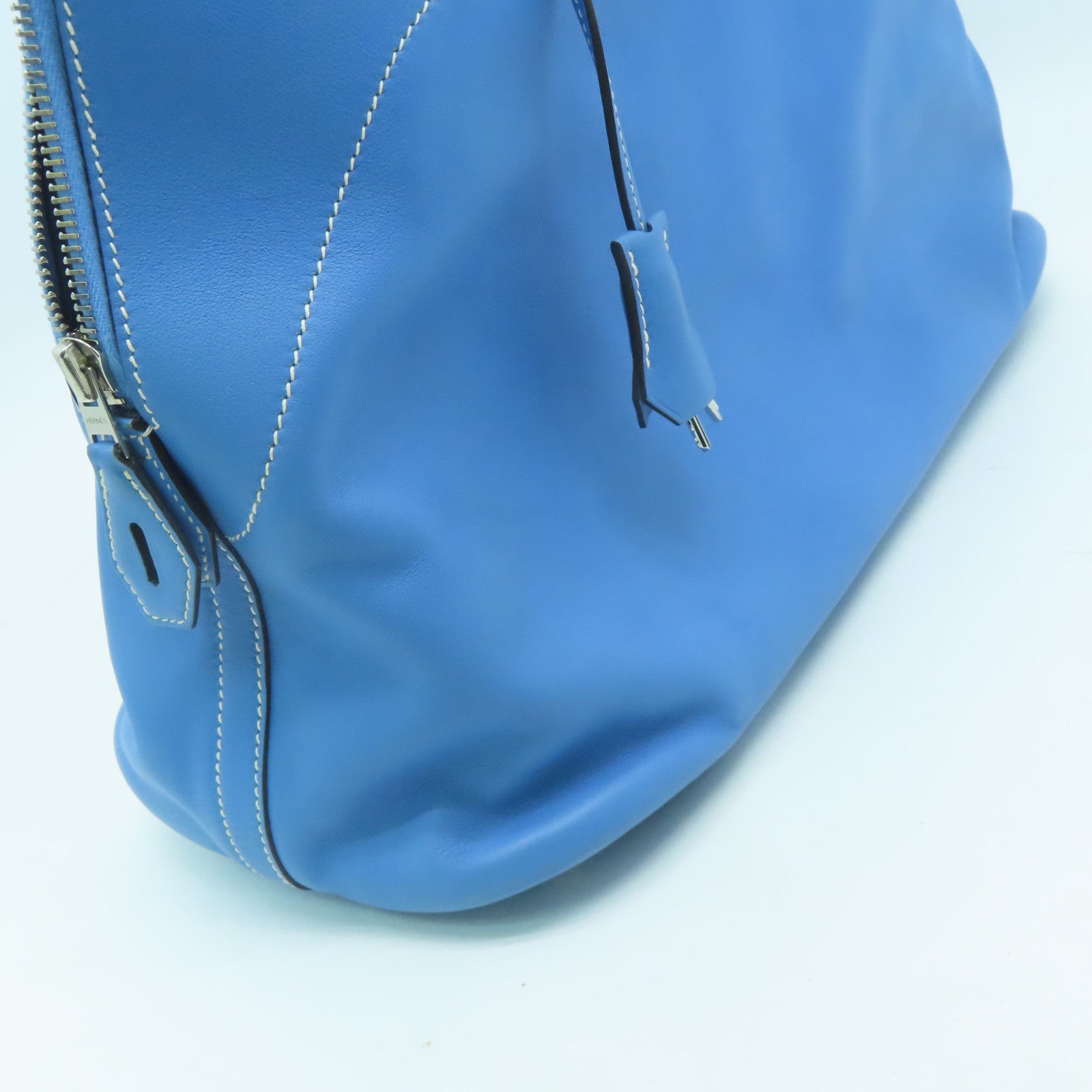 HERMES Swift皮革Bolide Relax银扣手挽袋蓝色