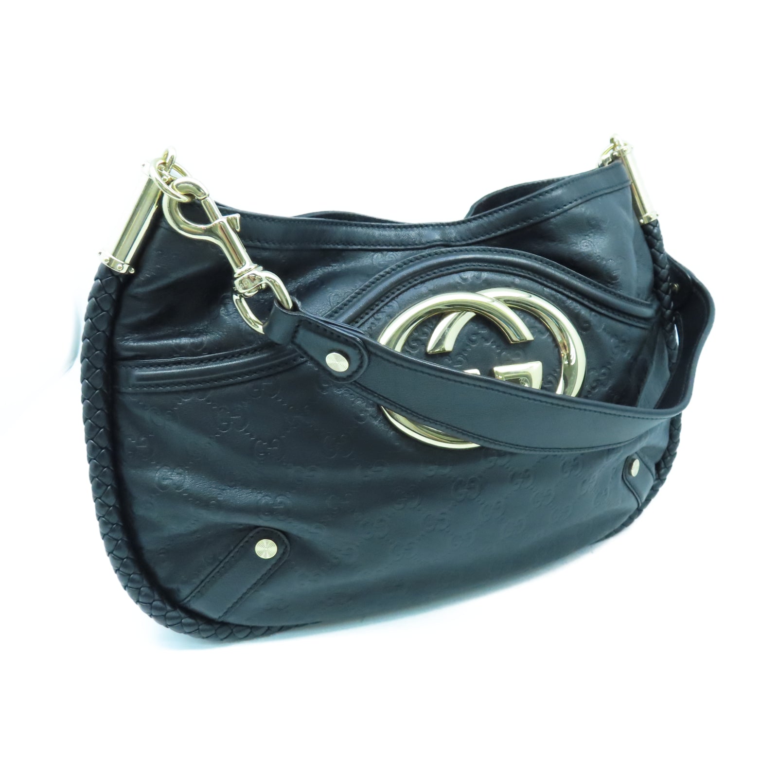 GUCCI 牛皮皮革Shoulder Bag金扣肩背袋黑色