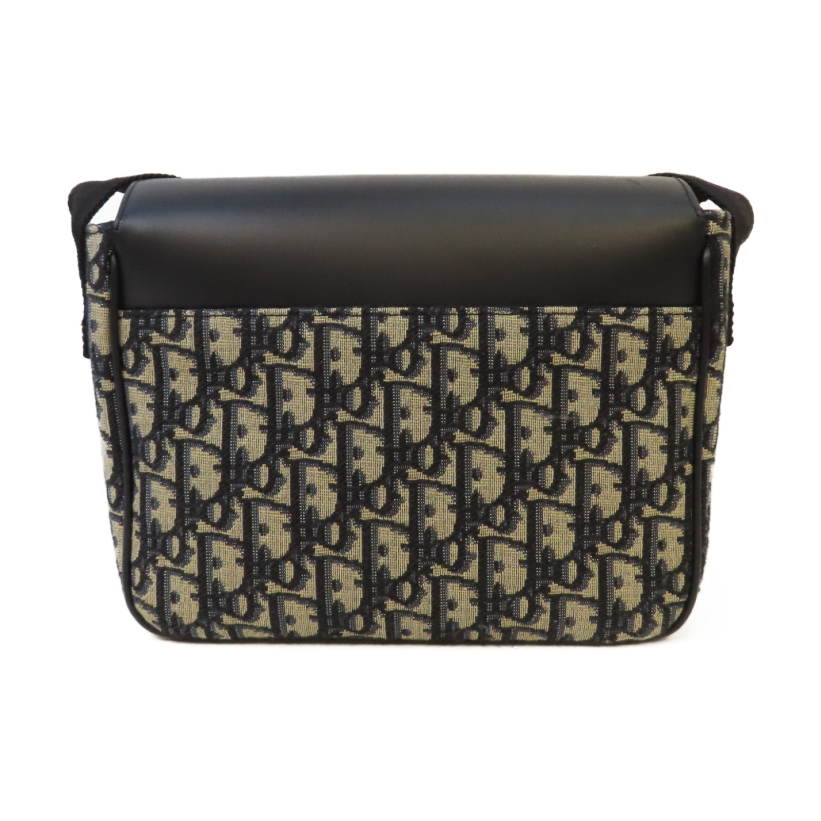 Dior 帆布Messenger Bag銀扣肩背袋深藍色