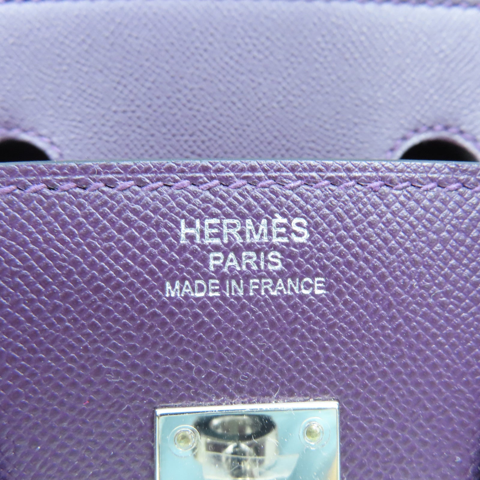 HERMES Madame皮革Birkin 25銀扣手挽袋暗紫色