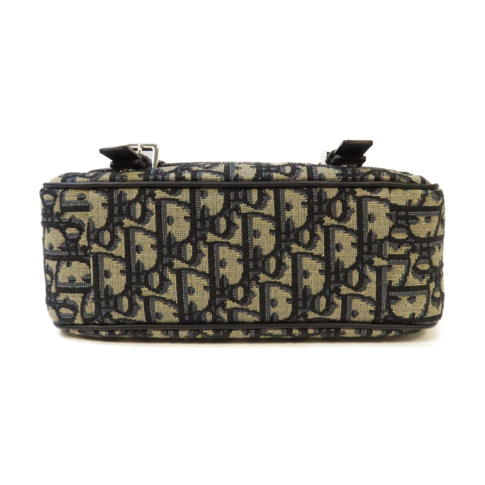 Dior 帆布Messenger Bag銀扣肩背袋深藍色