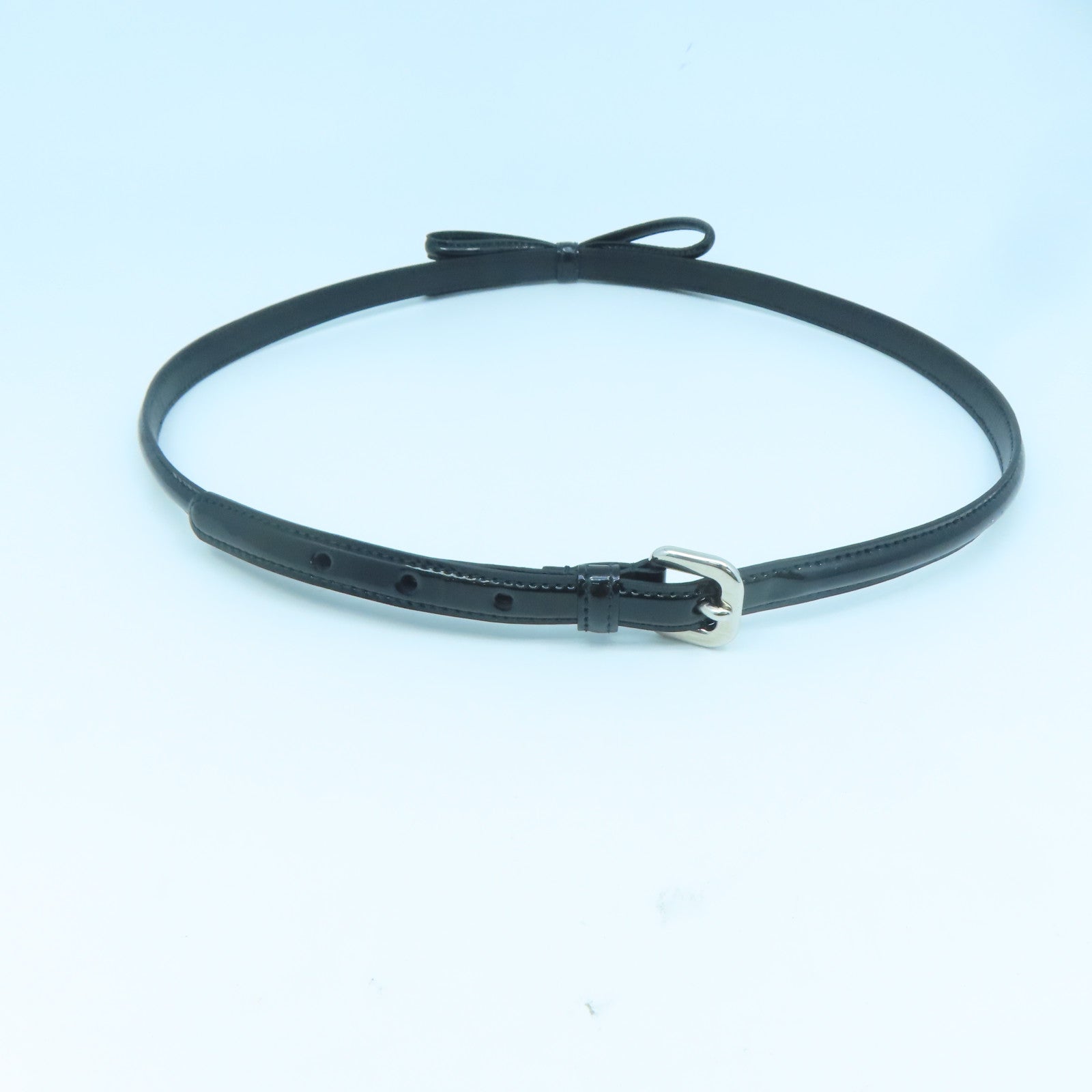 PRADA 漆皮皮革Belt銀扣皮帶黑色