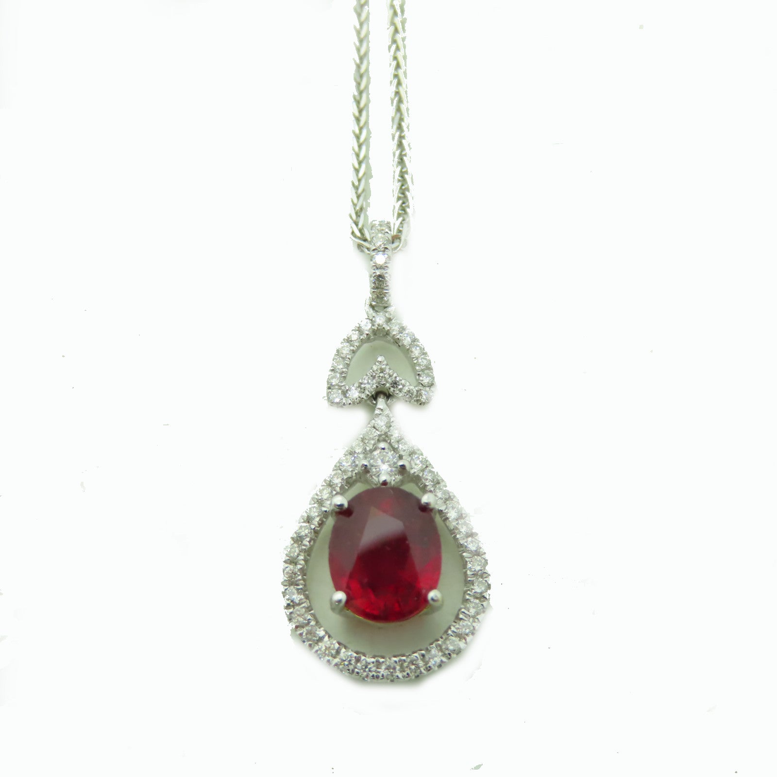 JEWELRY 18K白金Ruby Necklace紅寶石項鍊#40cm