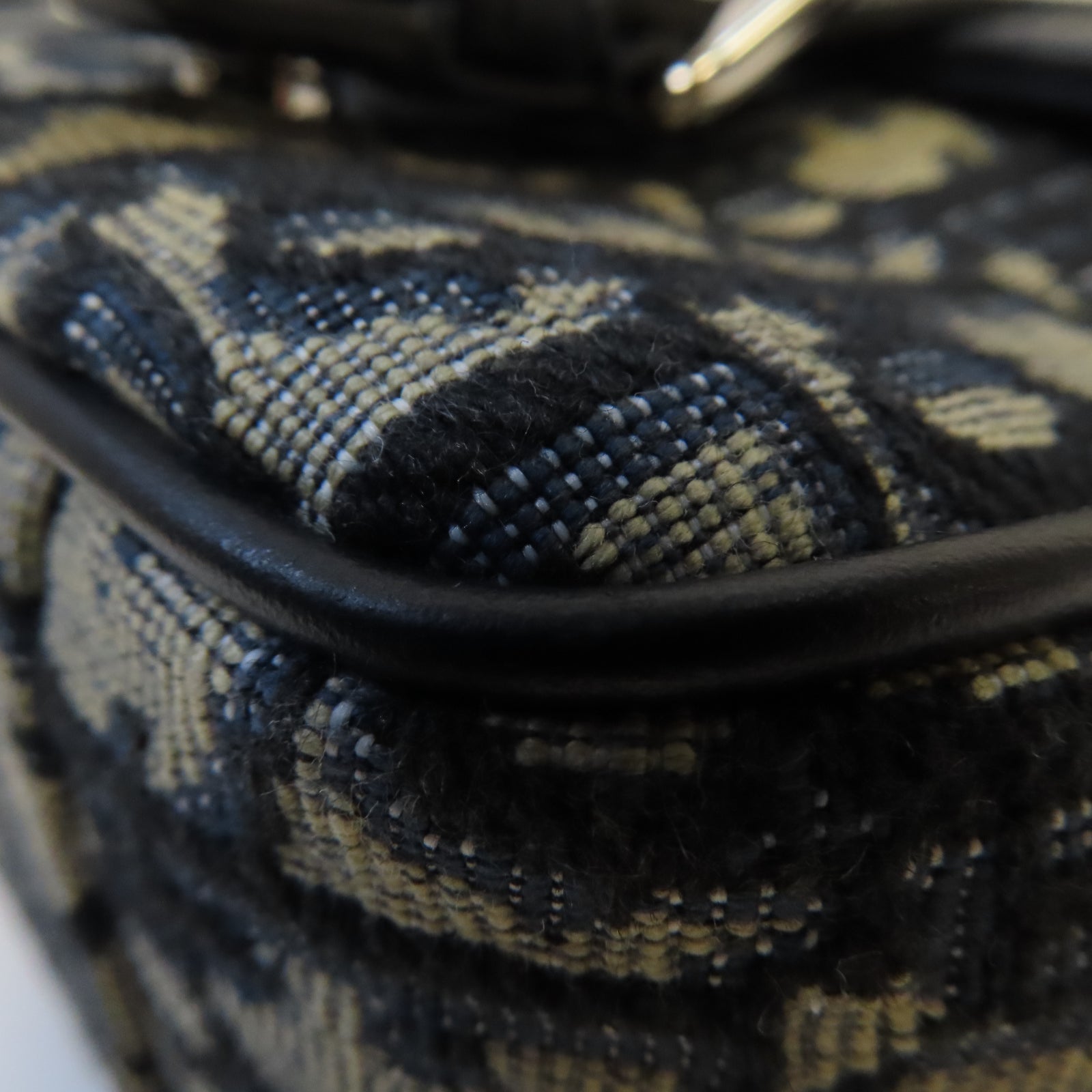 Dior 帆布Messenger Bag銀扣肩背袋深藍色