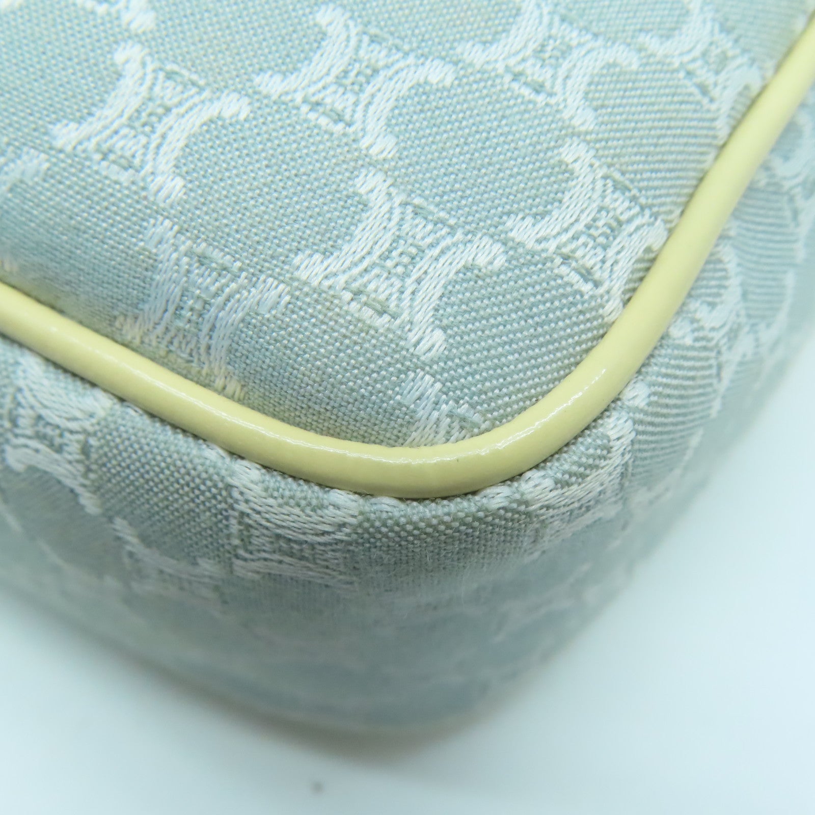 CELINE 帆布Shoulder Bag銀扣肩背袋淺藍色/米色