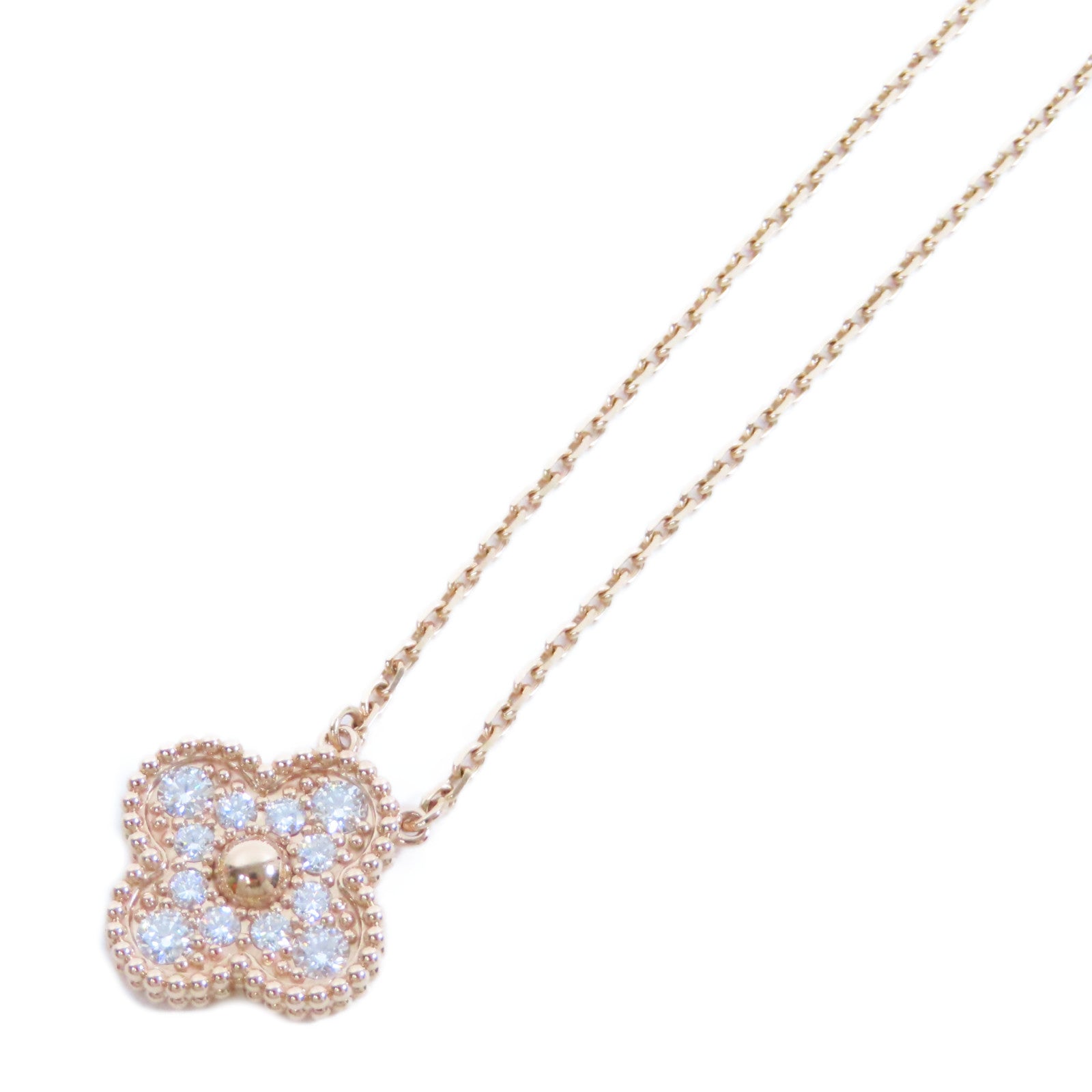 Van Cleef & Arpels 18K玫瑰金Vintage Alhambra Pendant鑽石項鍊