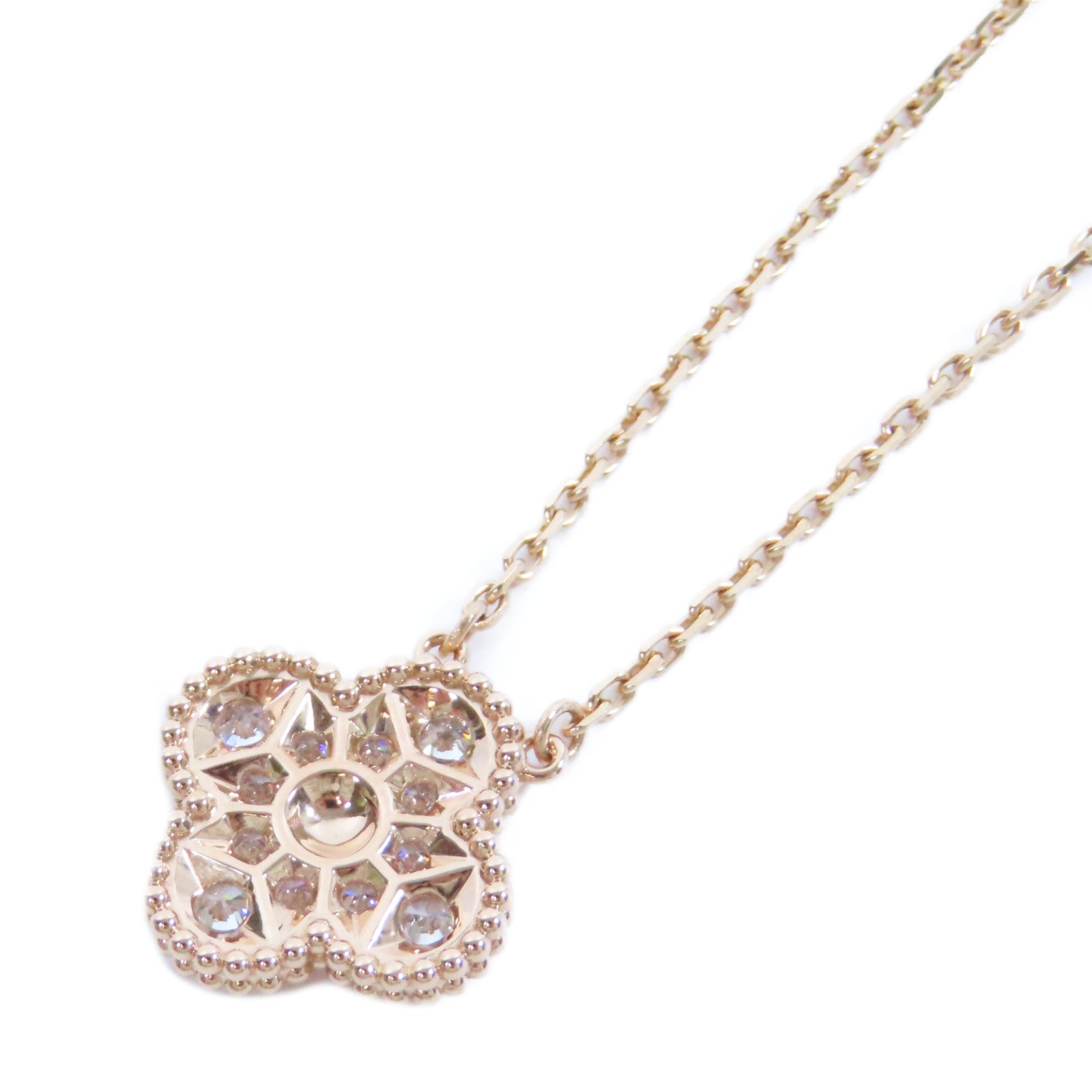 Van Cleef & Arpels 18K玫瑰金Vintage Alhambra Pendant鑽石項鍊