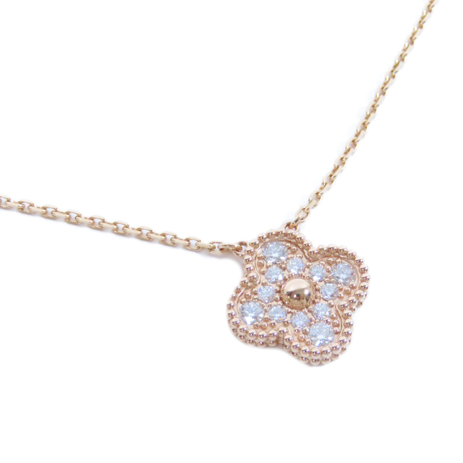 Van Cleef & Arpels 18K玫瑰金Vintage Alhambra Pendant鑽石項鍊
