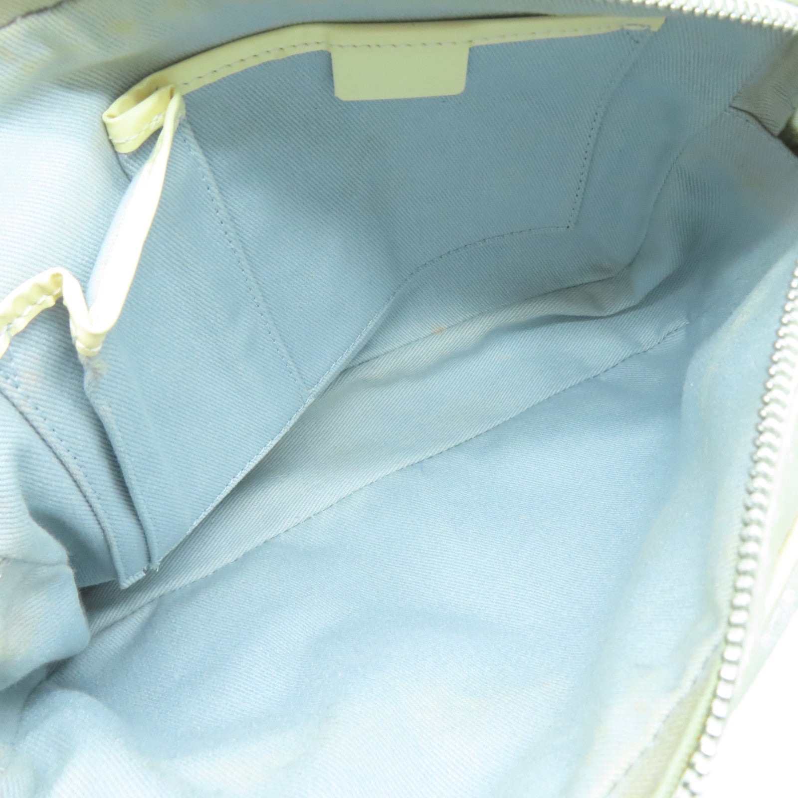 CELINE 帆布Shoulder Bag銀扣肩背袋淺藍色/米色