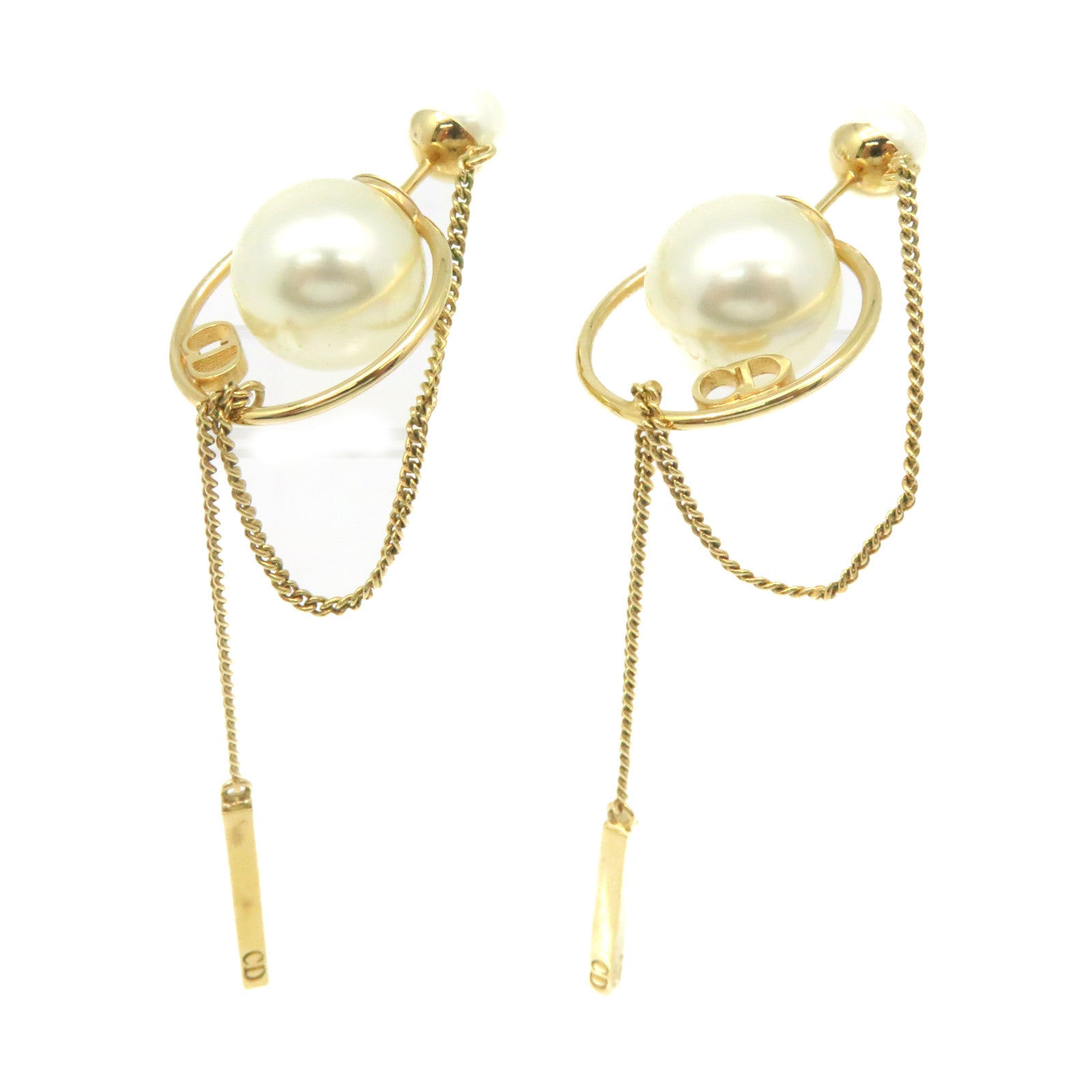 Dior 金属/仿珍珠Earrings耳环珍珠色/金色