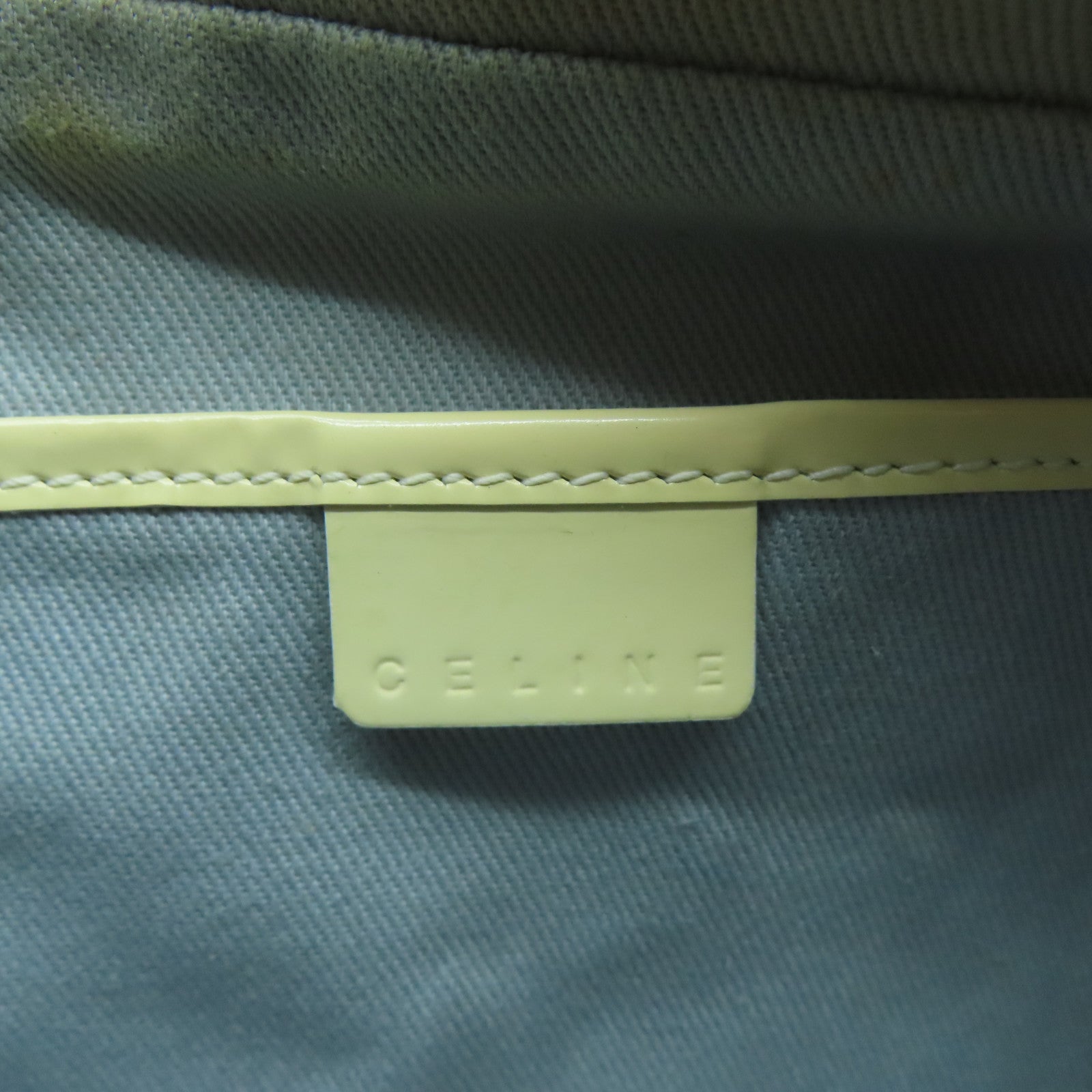 CELINE 帆布Shoulder Bag銀扣肩背袋淺藍色/米色