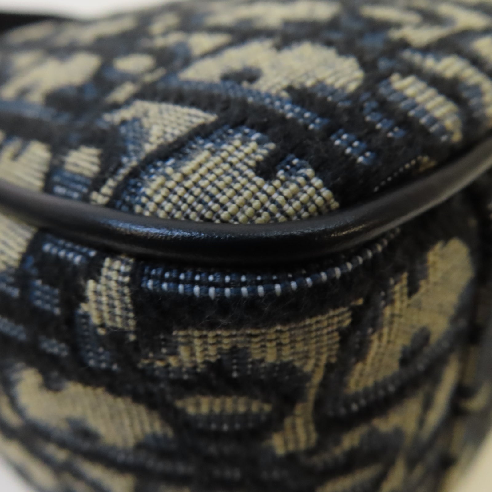 Dior 帆布Messenger Bag銀扣肩背袋深藍色