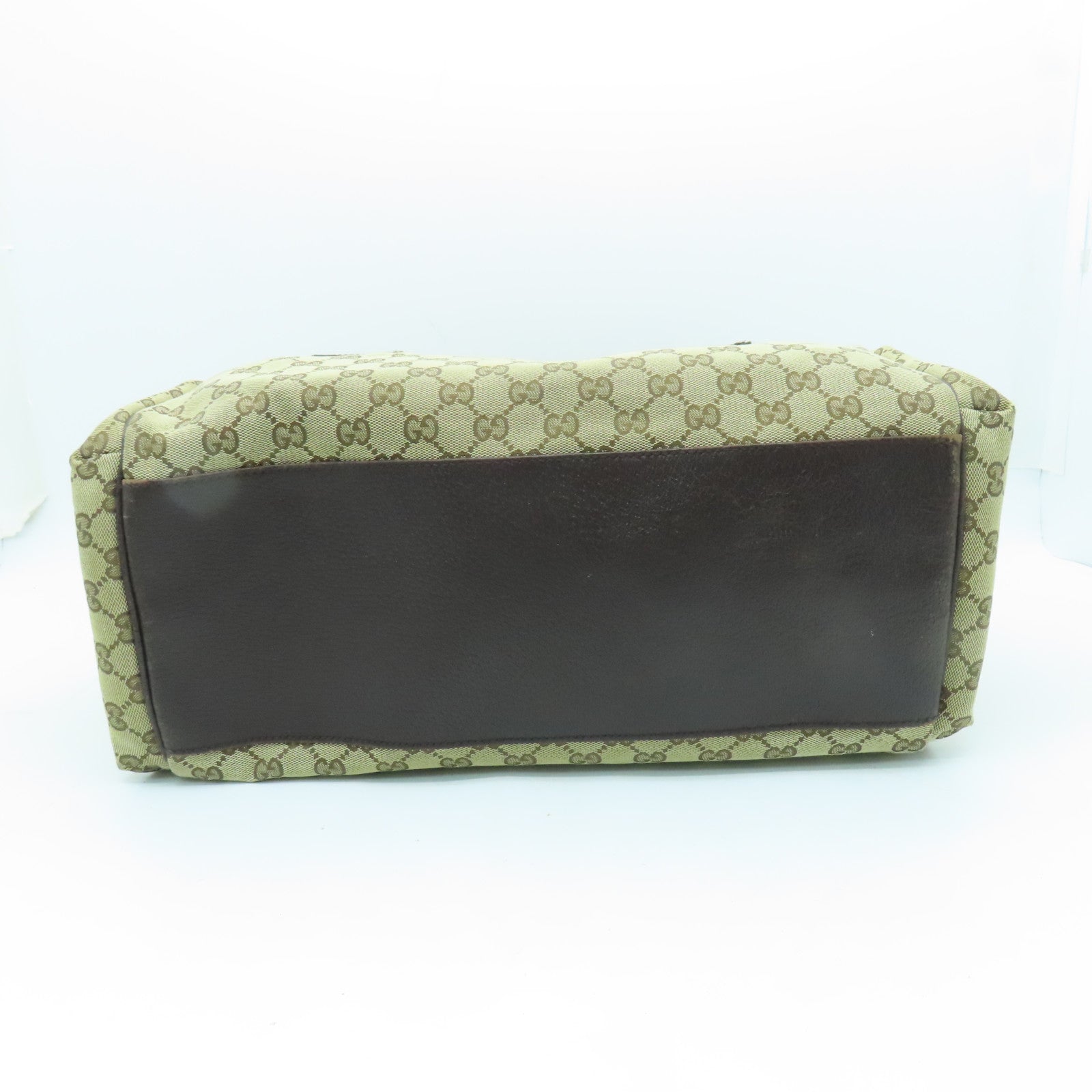 GUCCI 帆布Small Duffer Bag銀扣肩背袋棕色