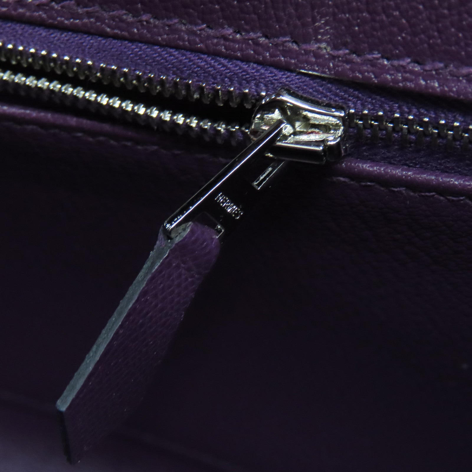 HERMES Madame皮革Birkin 25銀扣手挽袋暗紫色