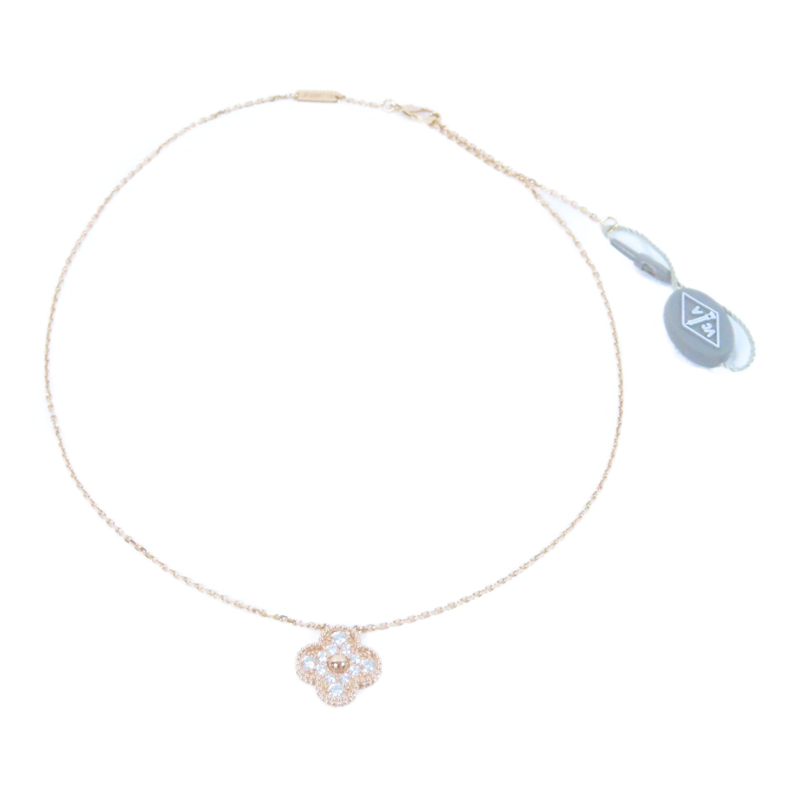 Van Cleef & Arpels 18K玫瑰金Vintage Alhambra Pendant鑽石項鍊
