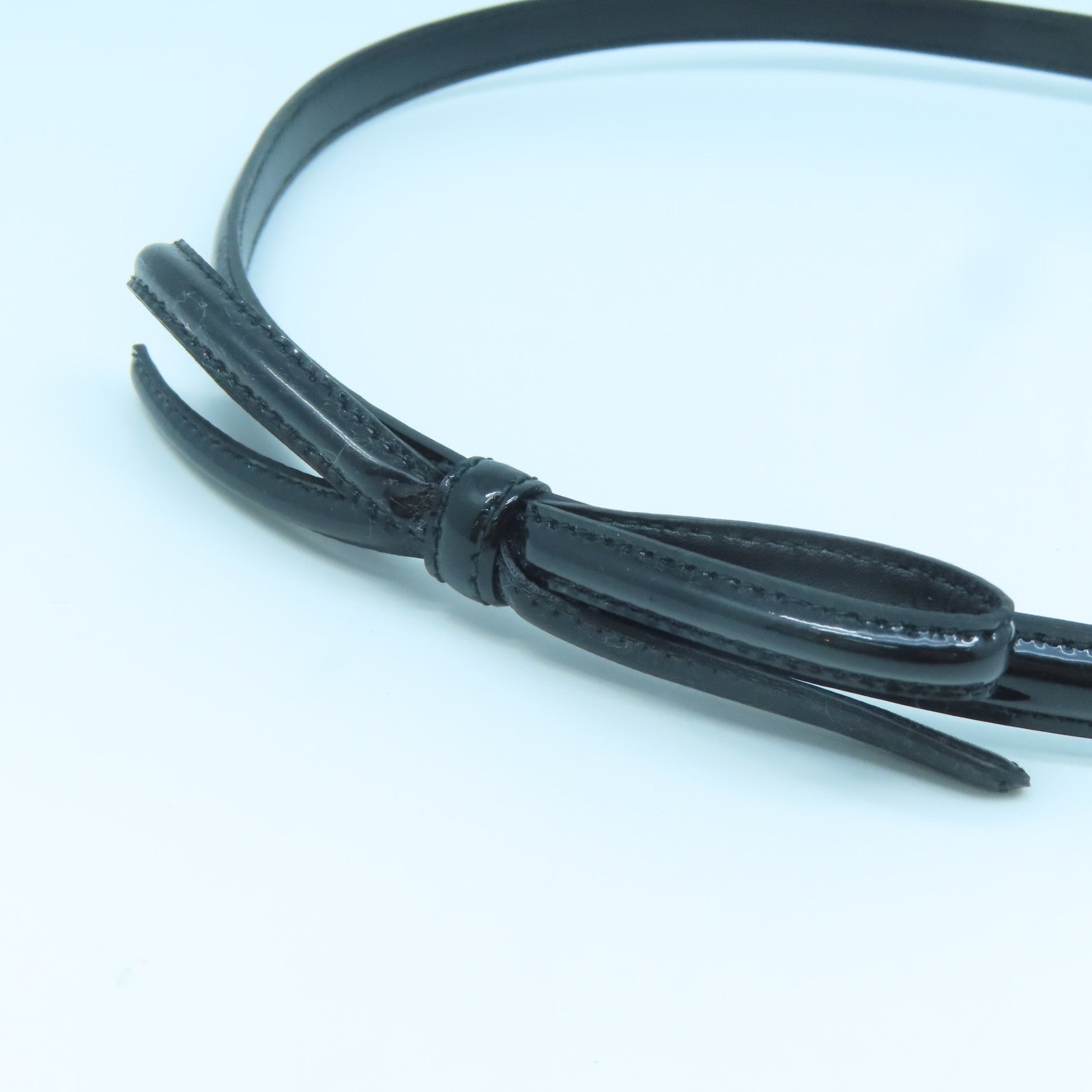 PRADA 漆皮皮革Belt銀扣皮帶黑色